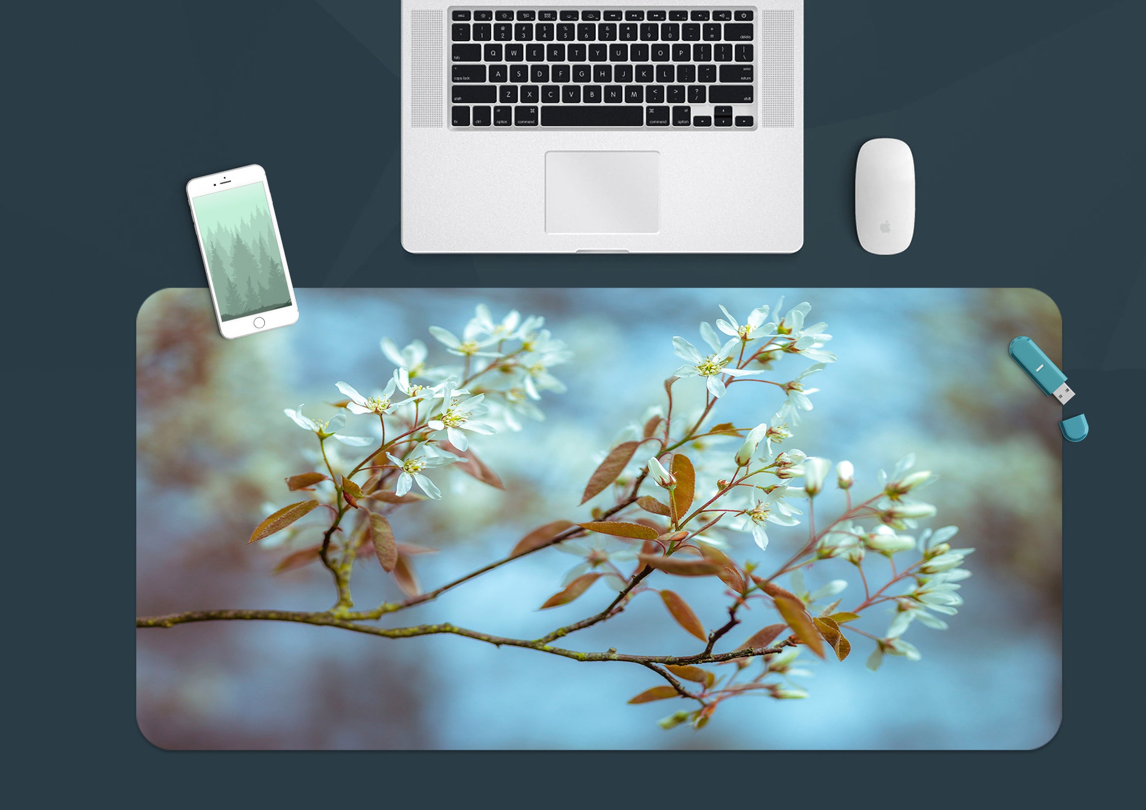 3D Flower Branch 123113 Assaf Frank Desk Mat