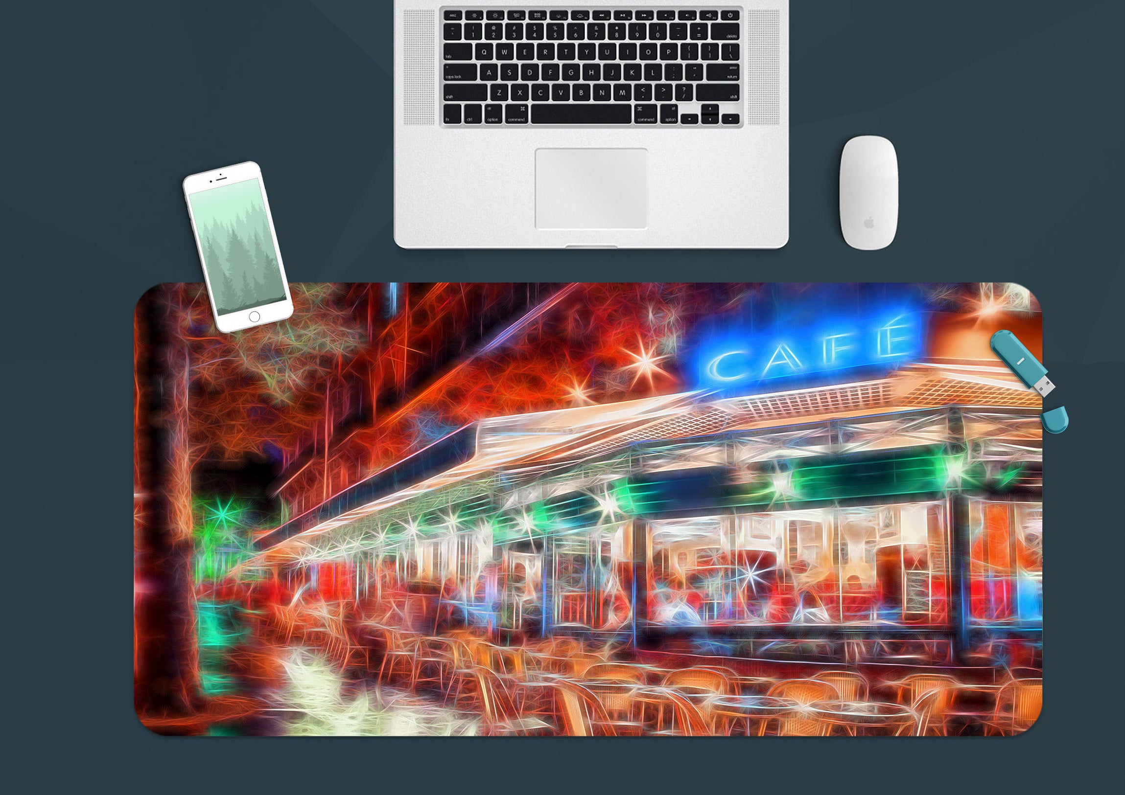 3D Colorful Neon 7732 Assaf Frank Desk Mat