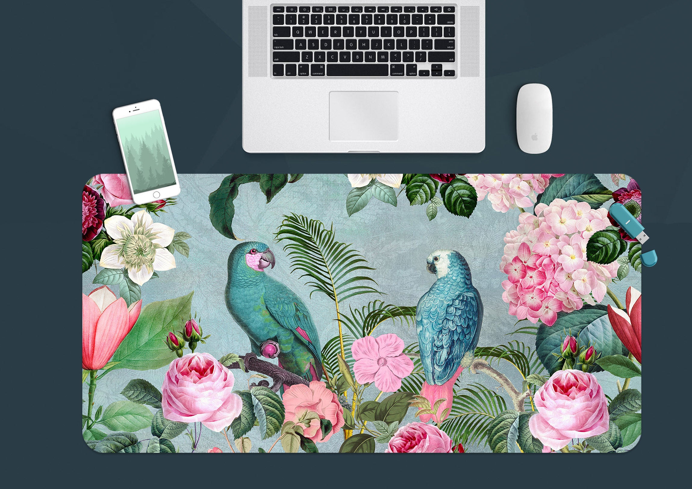 3D Blue Parrot 5228 Andrea Haase Desk Mat