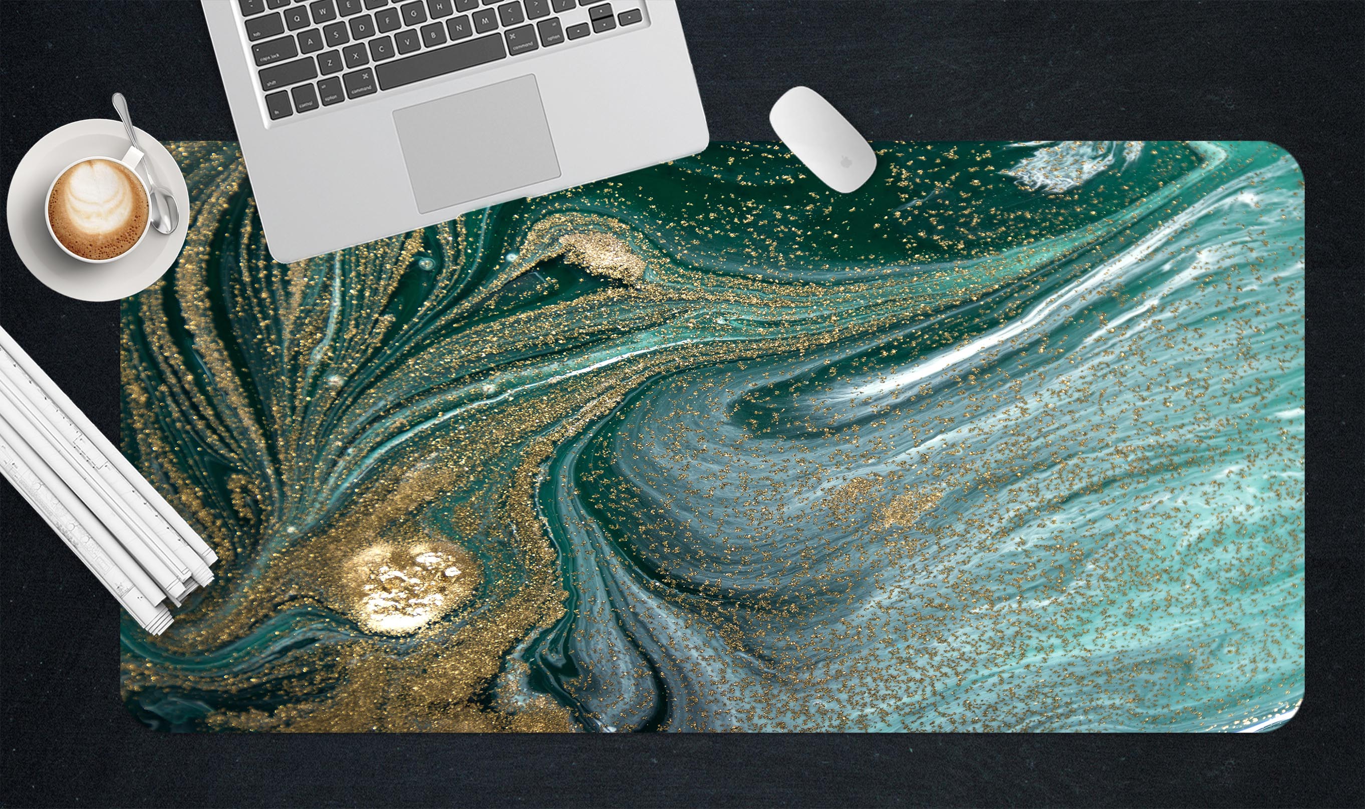 3D Dark Green Pattern 18017 Desk Mat