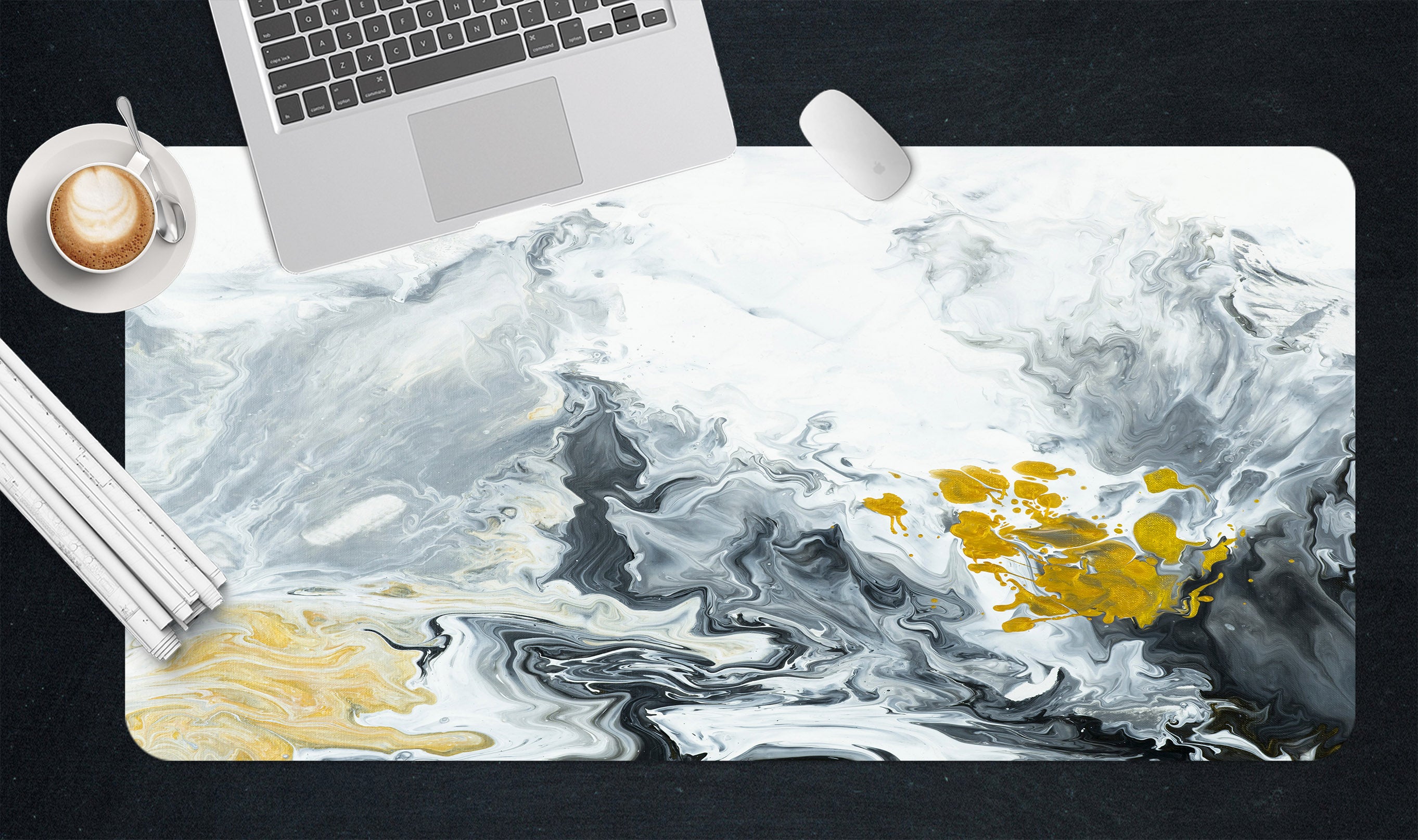 3D Light Gray Dark Gray Pattern 18036 Desk Mat