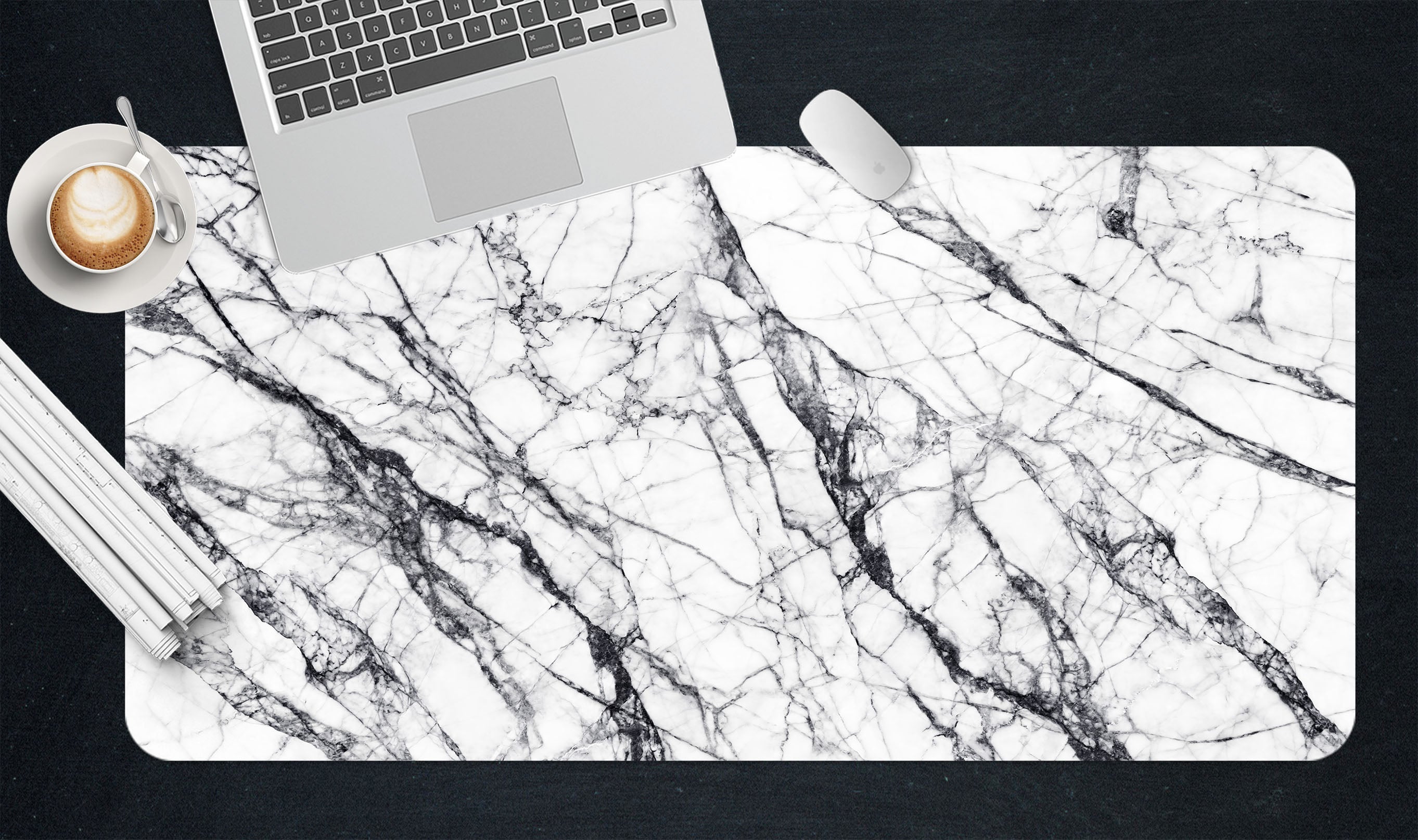3D White Marble 18005 Desk Mat