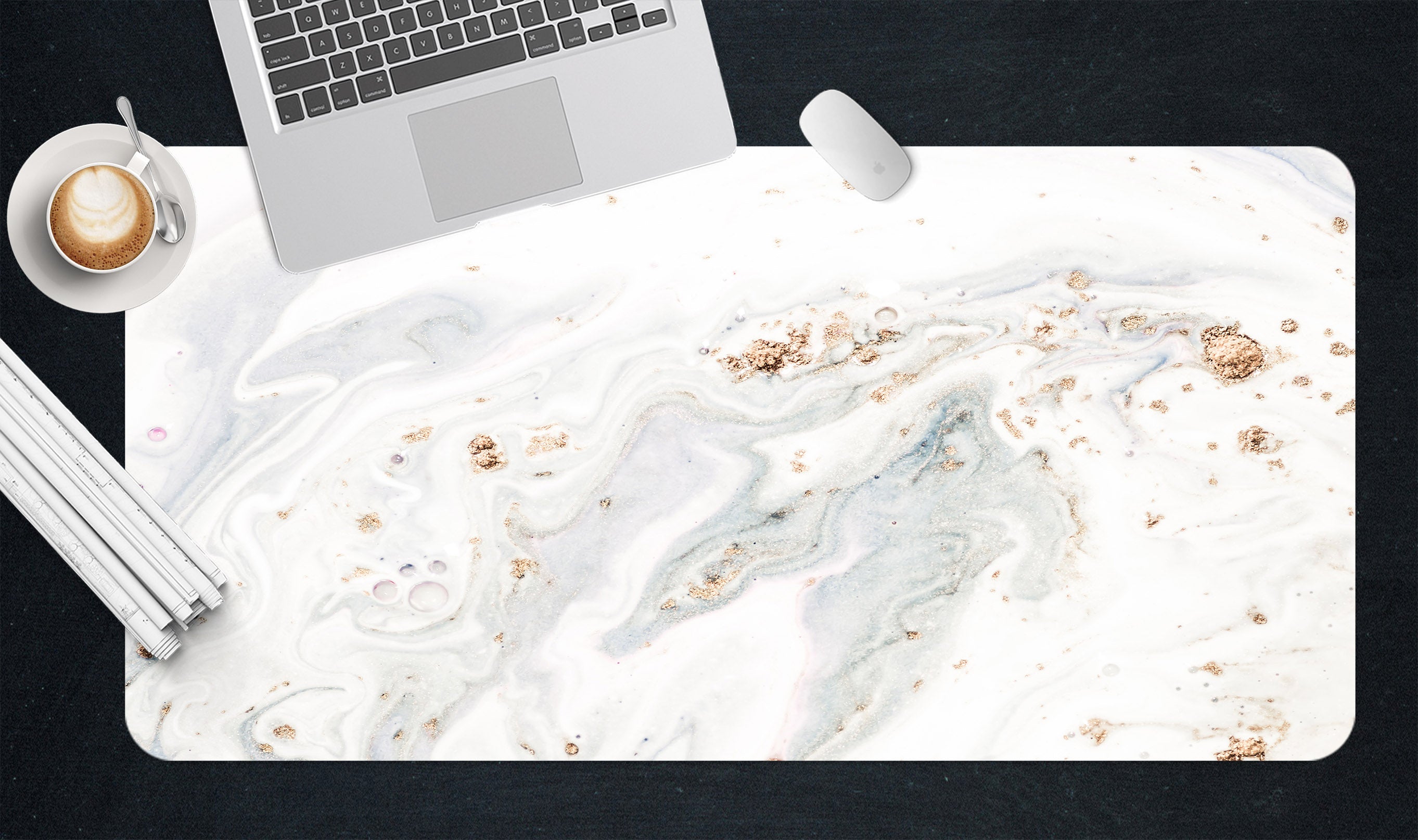 3D Light Gray White Pattern 18048 Desk Mat