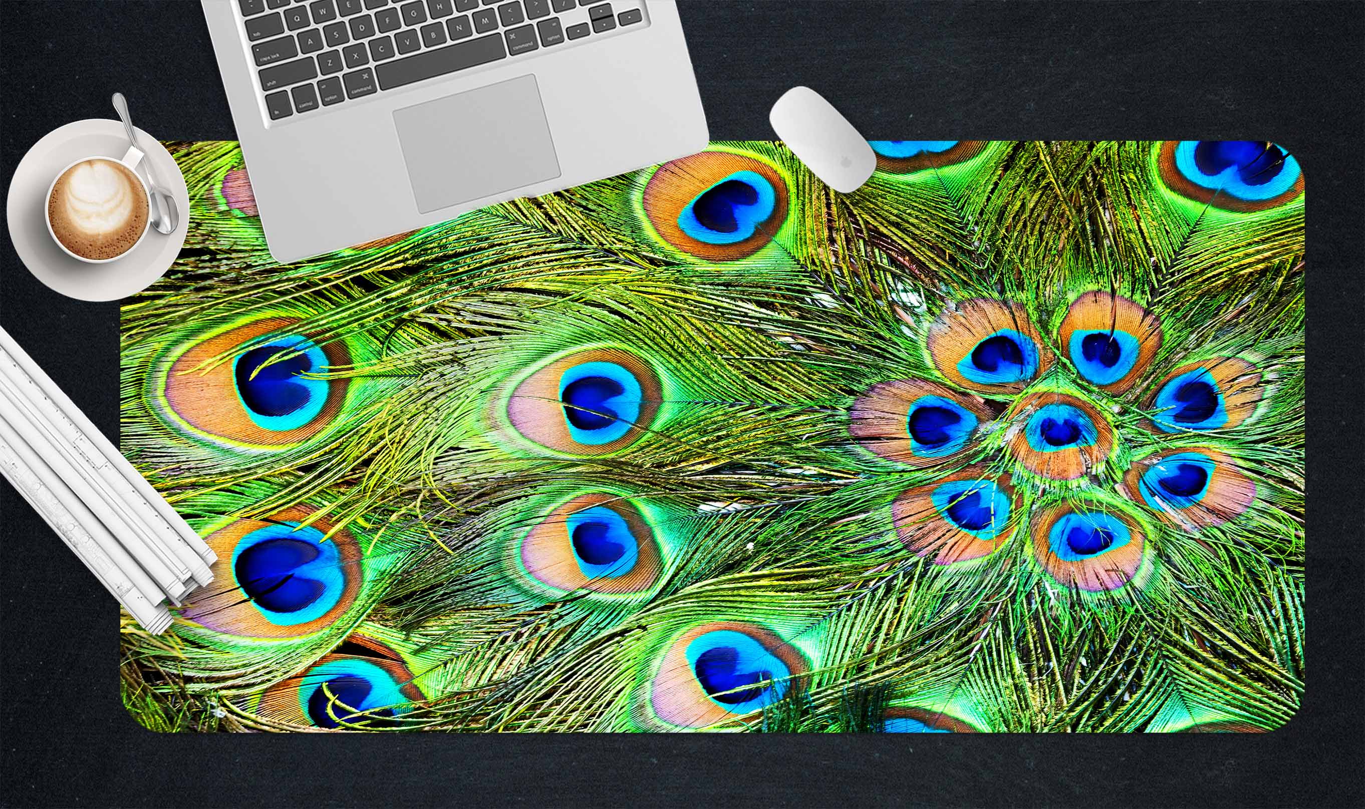 3D Peacock Feather 083 Desk Mat