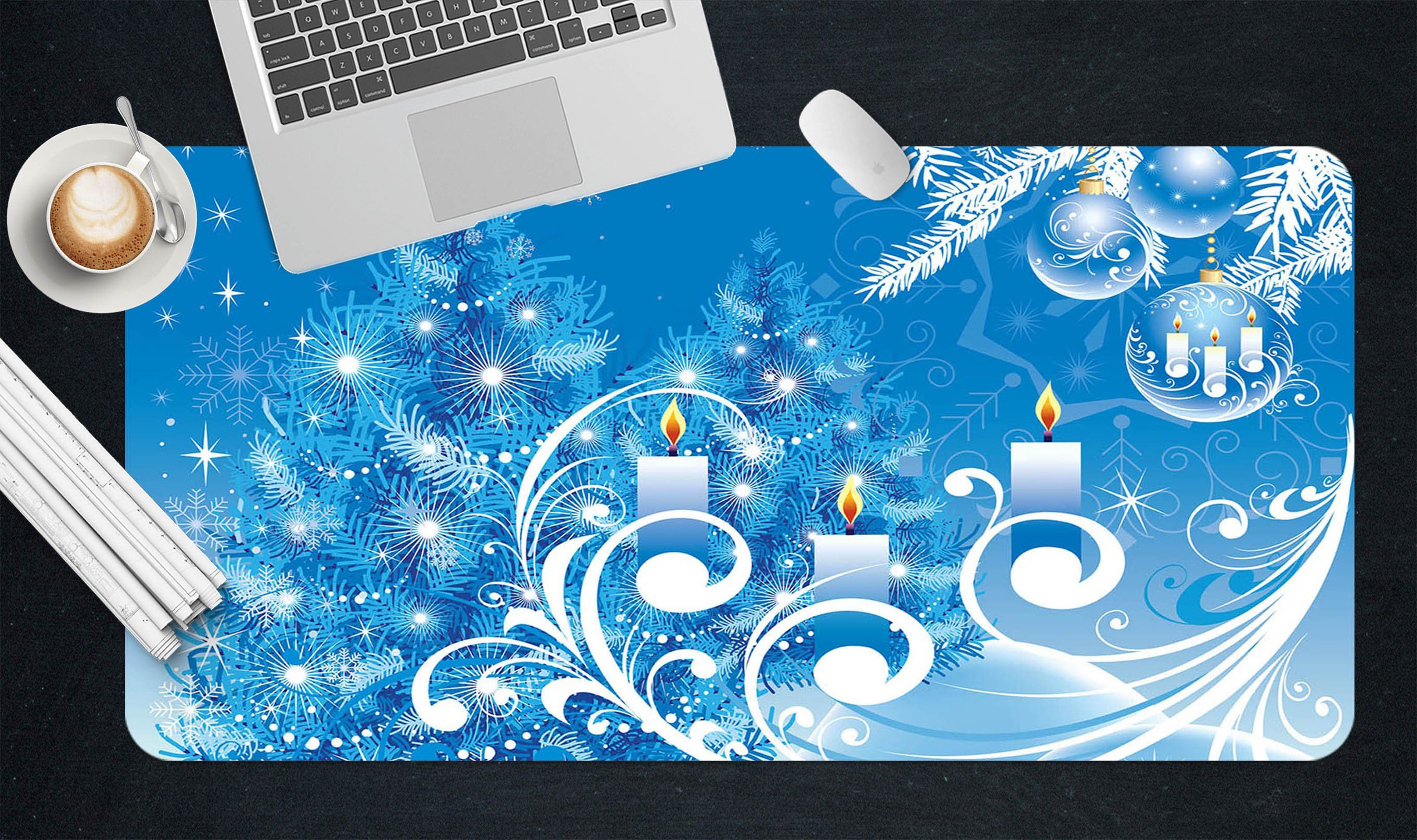 3D Blue Snow Candle 051 Desk Mat Mat AJ Creativity Home