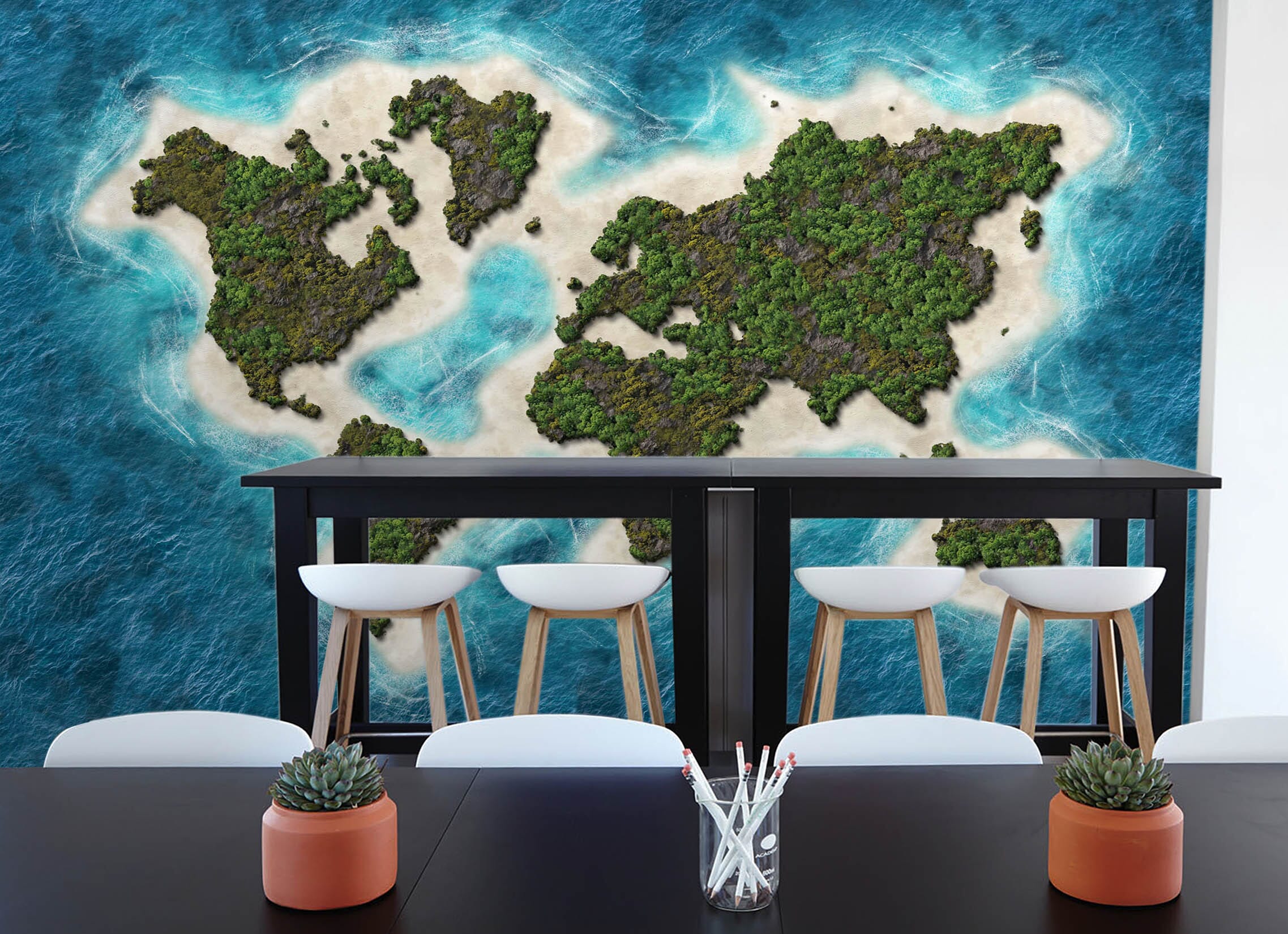 3D Oasis Sea 2003 World Map Wall Murals Wallpaper AJ Wallpaper 2
