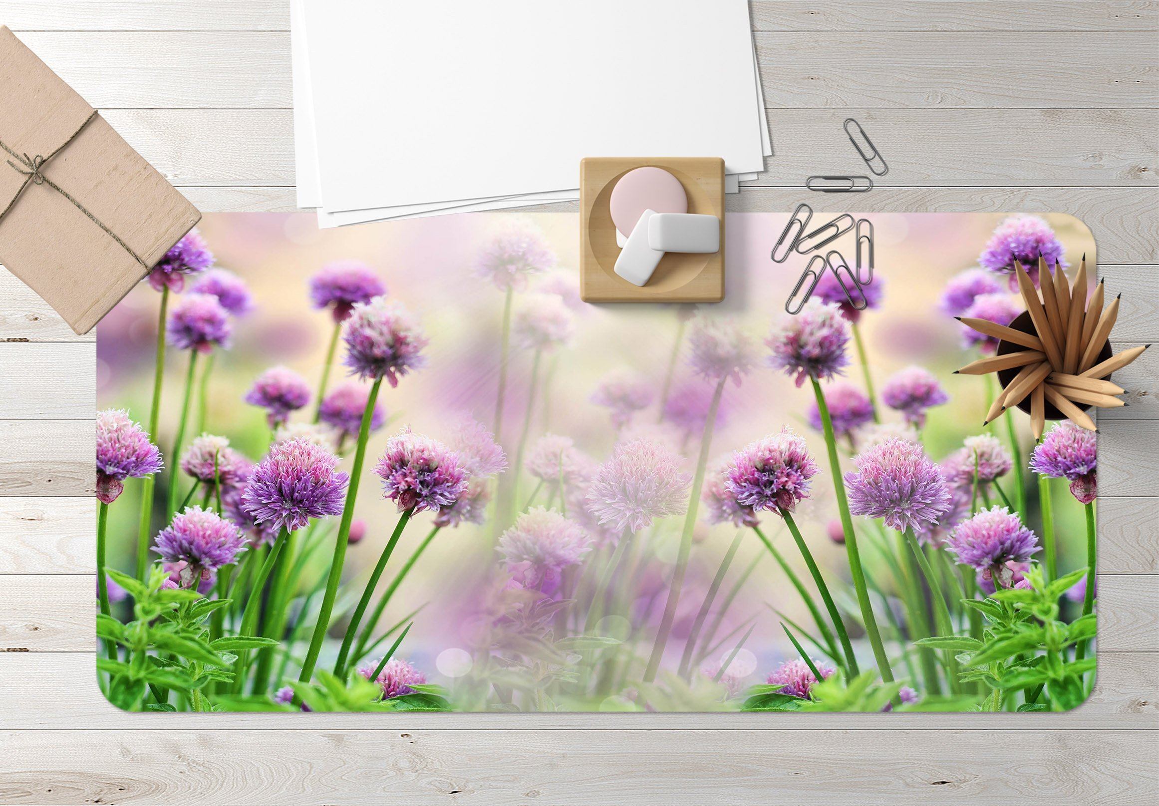 3D Purple Flowers 1 Desk Mat Mat AJ Creativity Home
