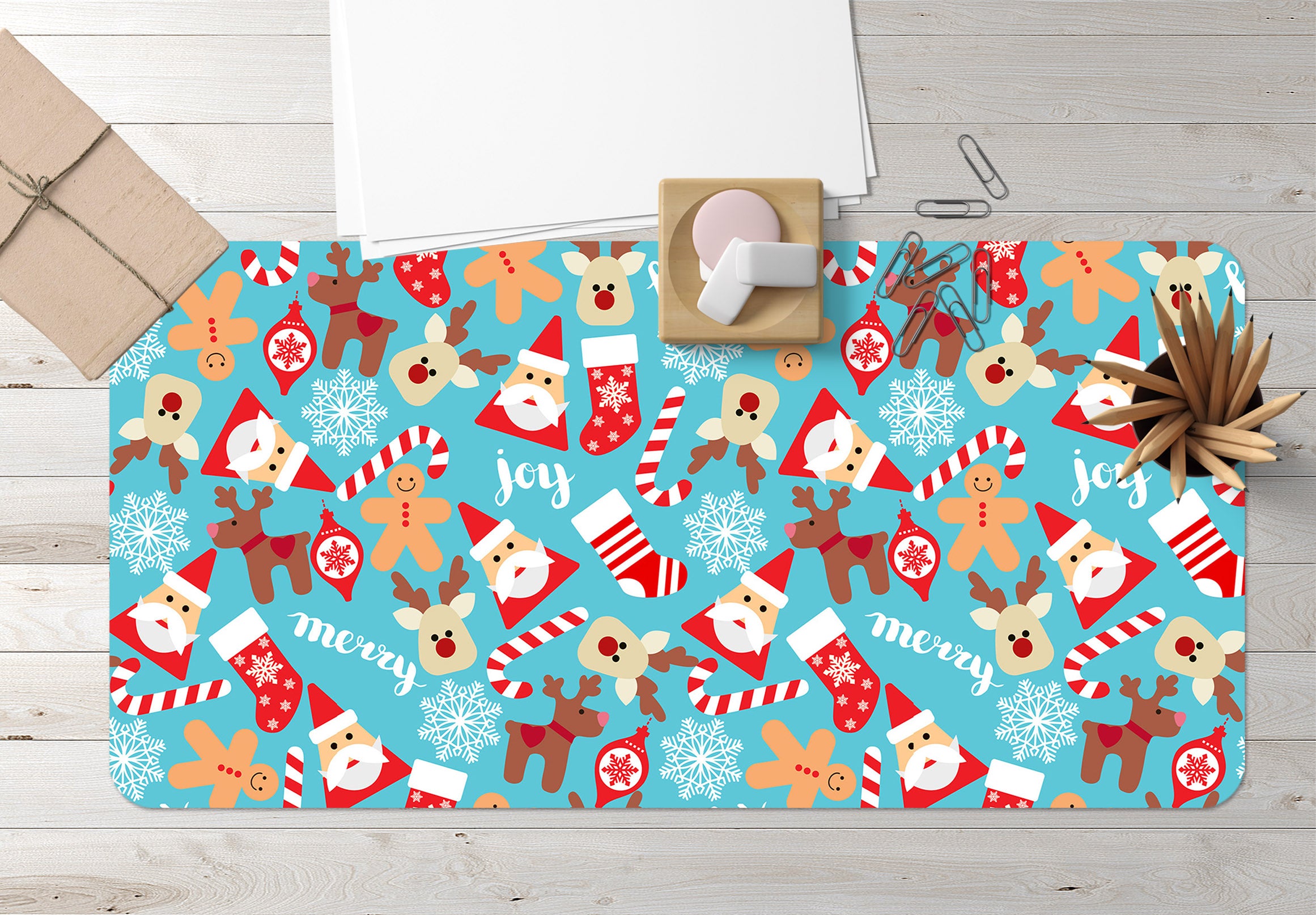 3D Santa Deer Pattern 51199 Christmas Desk Mat Xmas