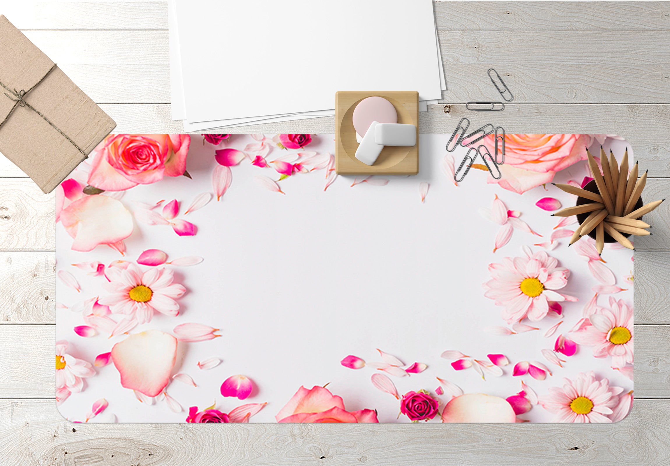 3D Red Flowers 17045 Desk Mat