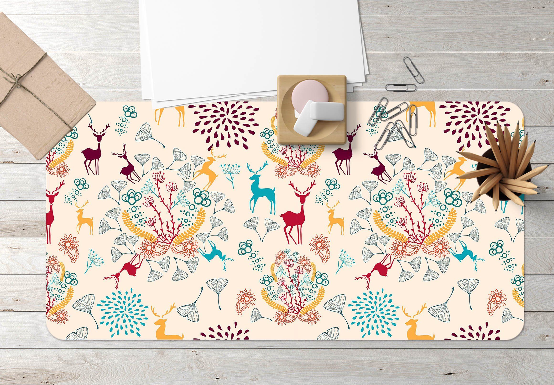 3D Color Deer Pattern 020 Desk Mat Mat AJ Creativity Home