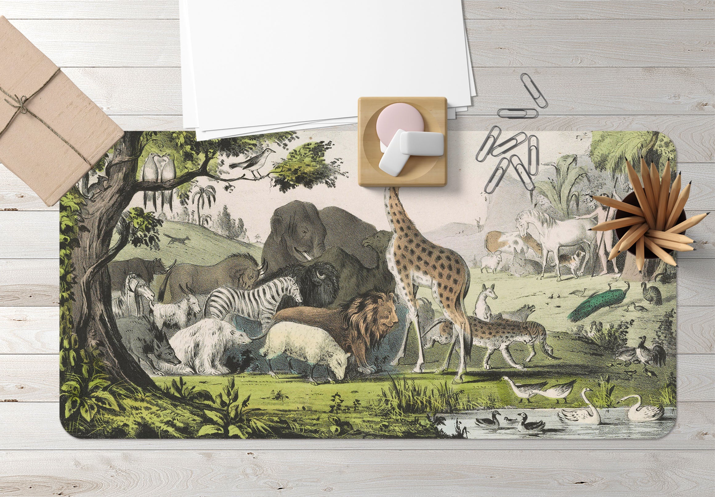 3D Animal Giraffe Elephant 981 Andrea Haase Desk Mat