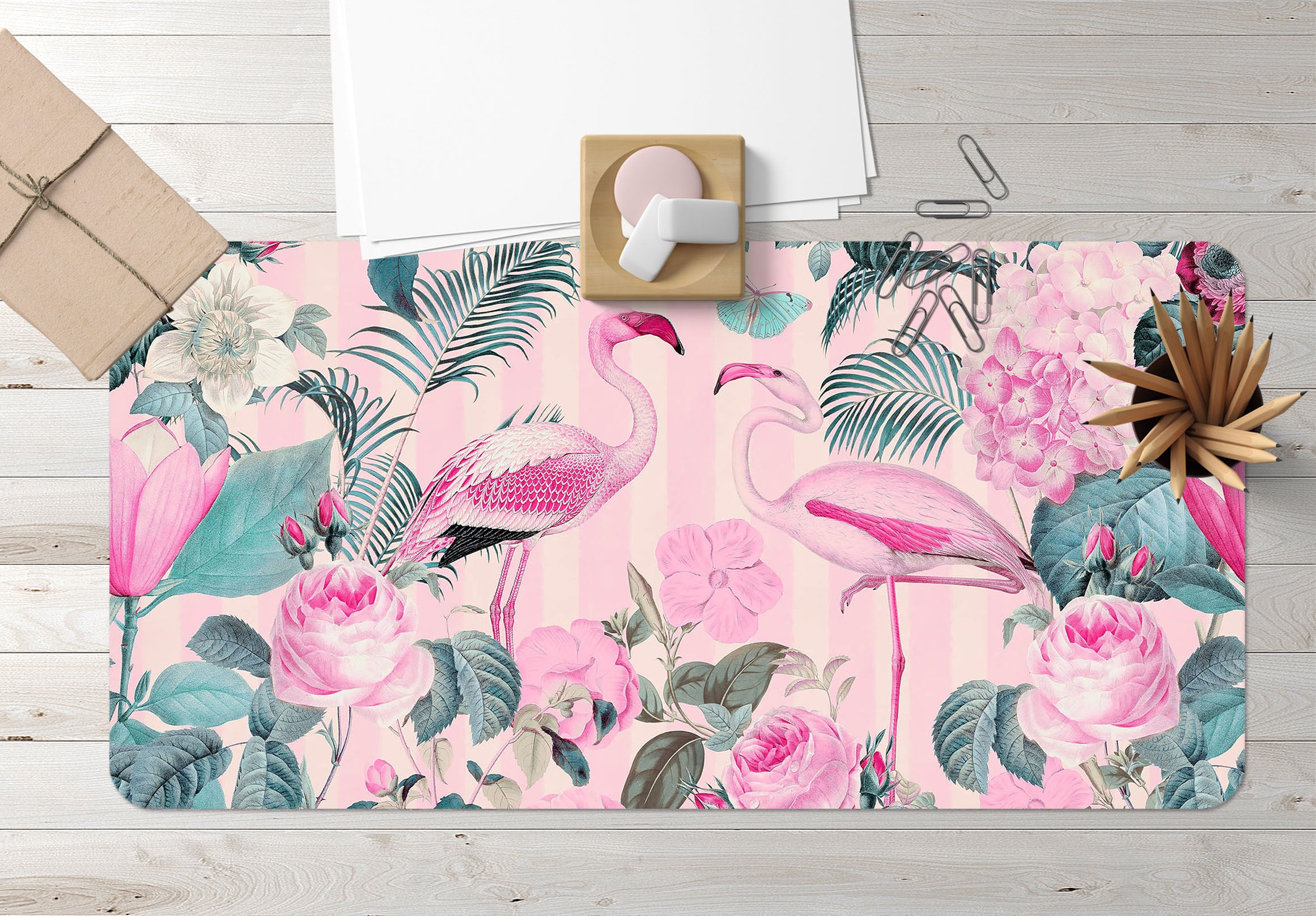 3D Pink Flamingo 997 Andrea Haase Desk Mat