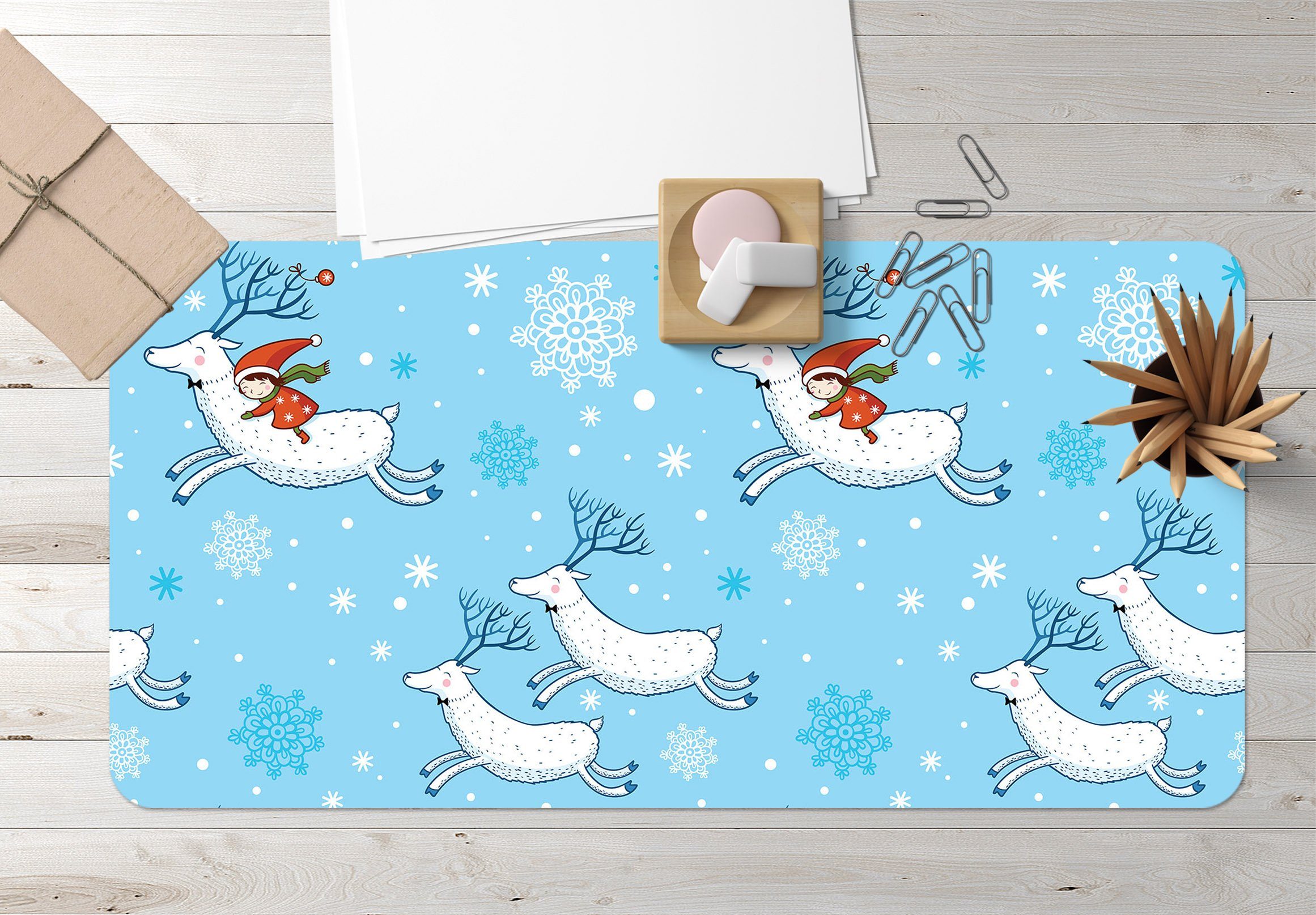 3D Running White Sheep 050 Desk Mat Mat AJ Creativity Home