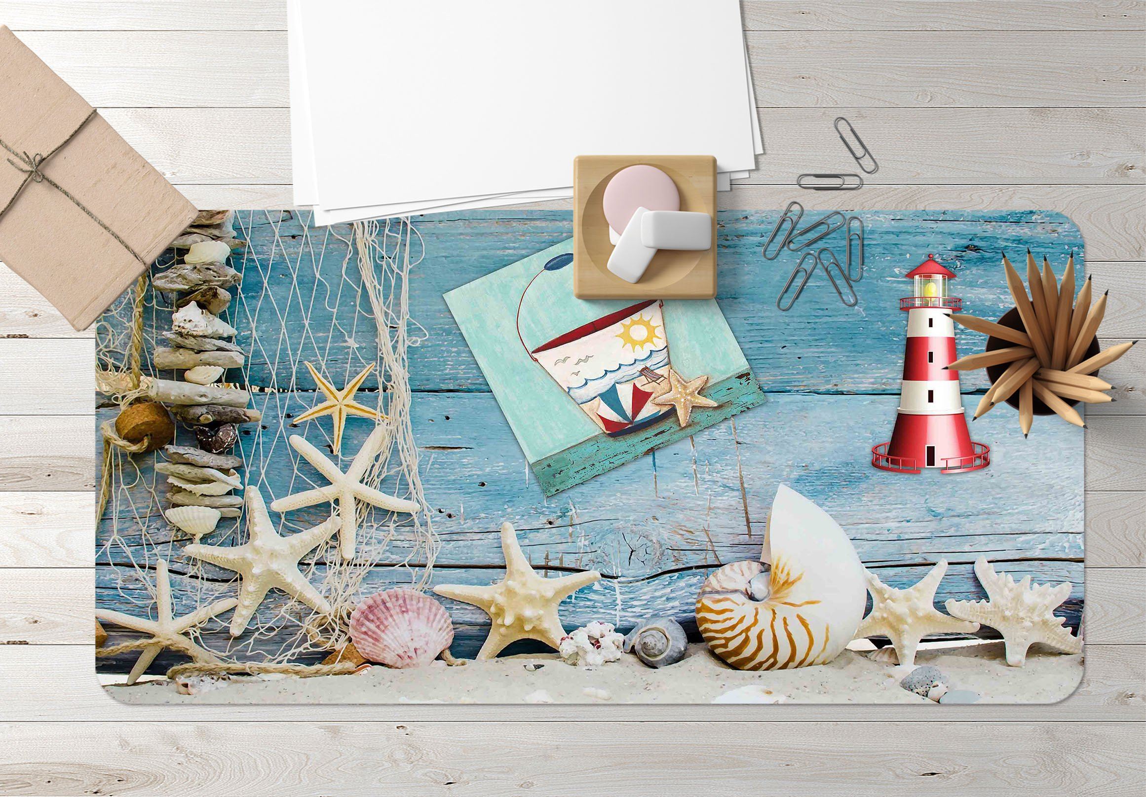 3D Starfish Conch 079 Desk Mat Mat AJ Creativity Home