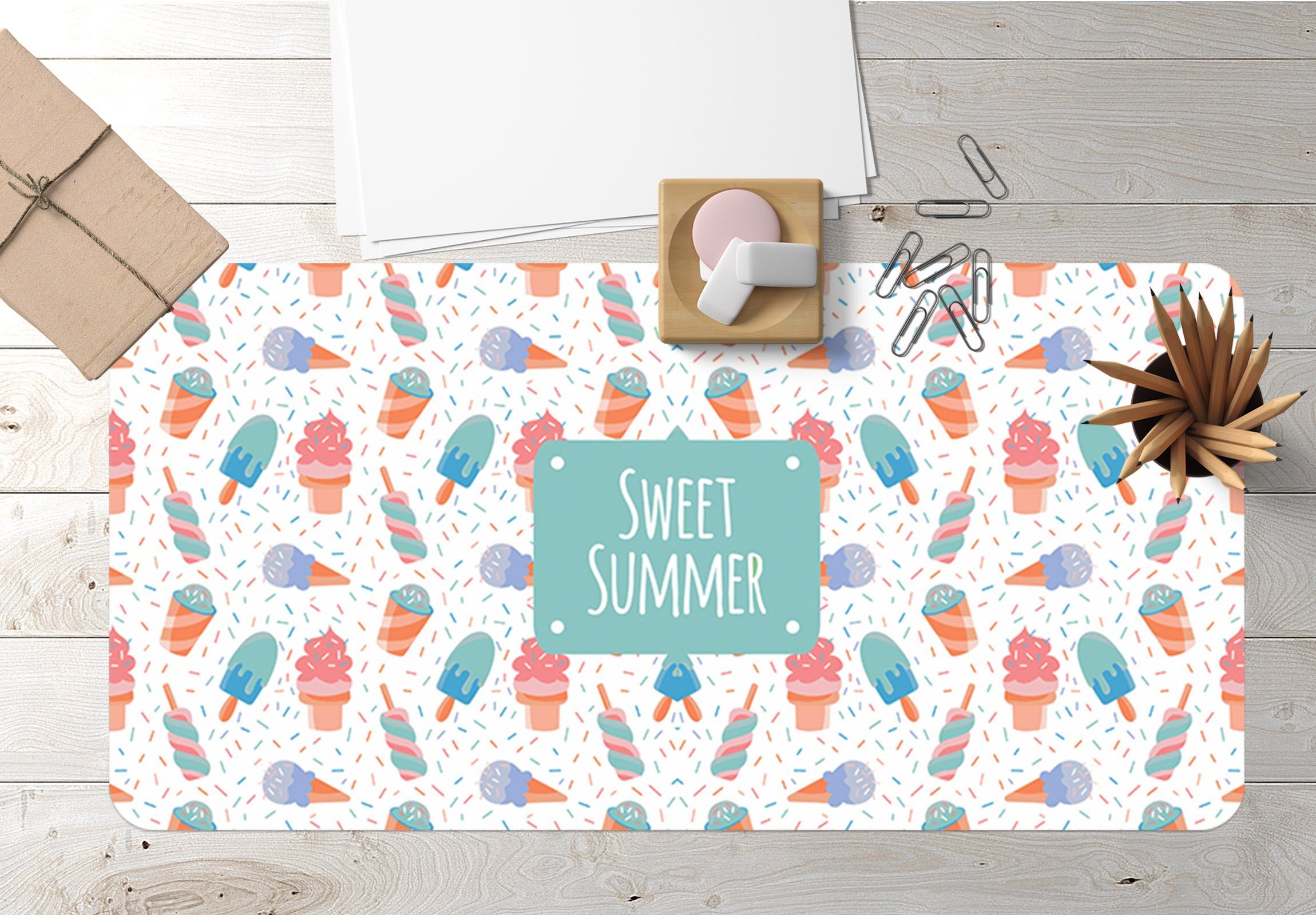 3D Ice Cream Alphabet 066 Desk Mat Mat AJ Creativity Home