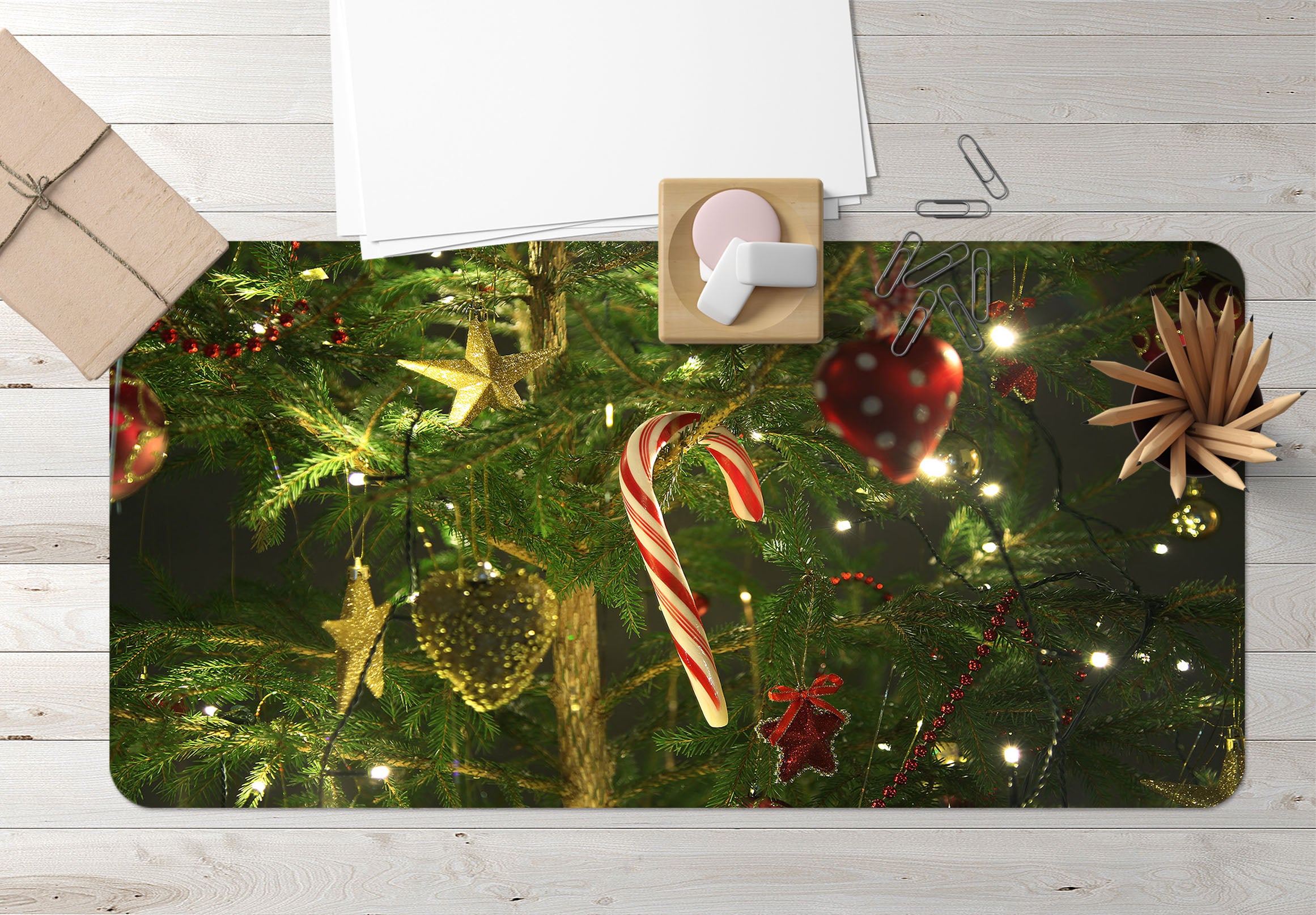 3D Tree Candy Cane 51170 Christmas Desk Mat Xmas