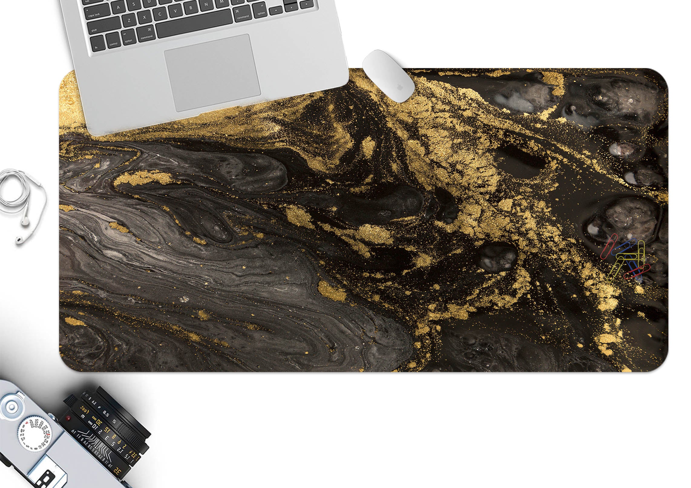 3D Golden Black Pattern 18046 Desk Mat