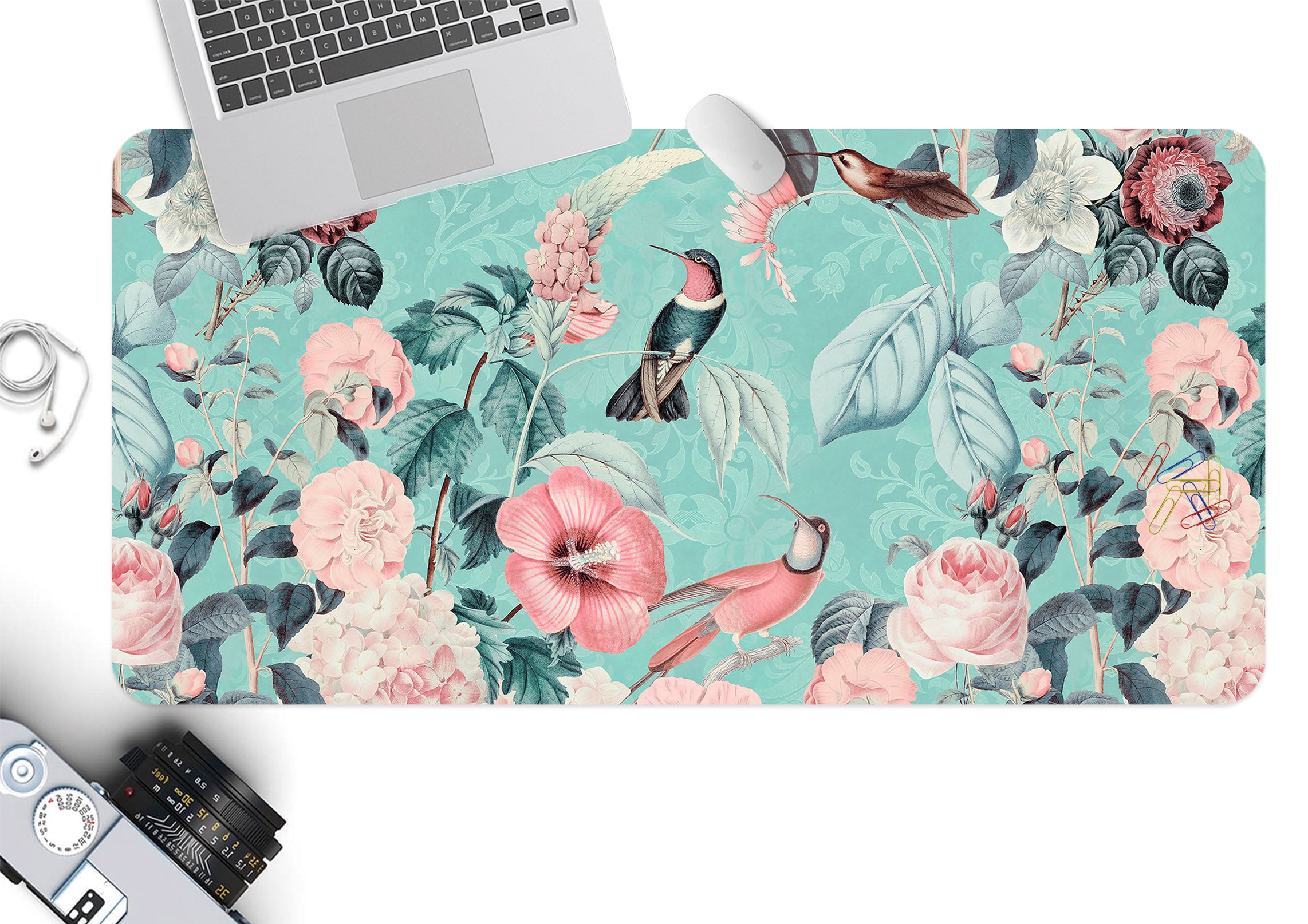 3D Light Pink Flowers 5225 Andrea Haase Desk Mat