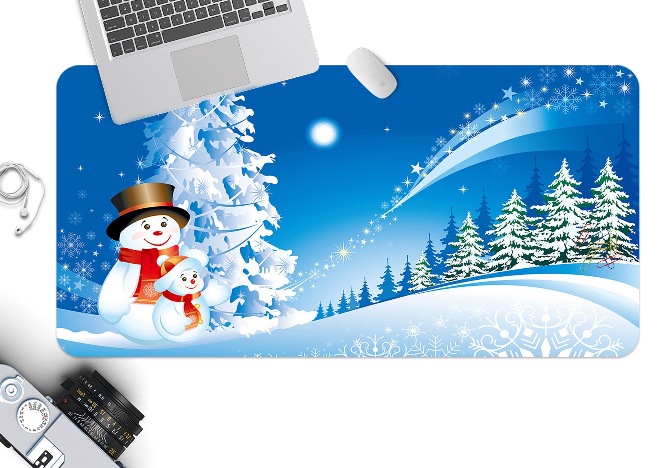 3D Snowflakes Stacked 021 Desk Mat Mat AJ Creativity Home