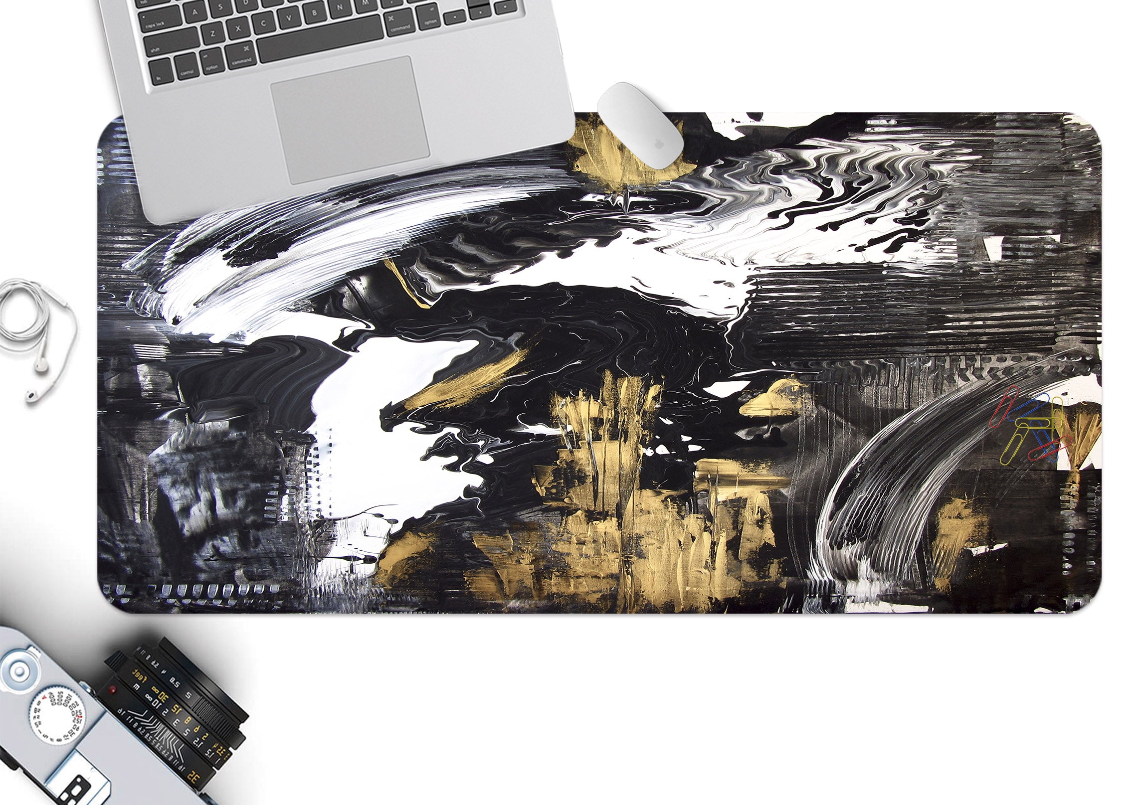 3D Black Color Golden Color 18001 Desk Mat