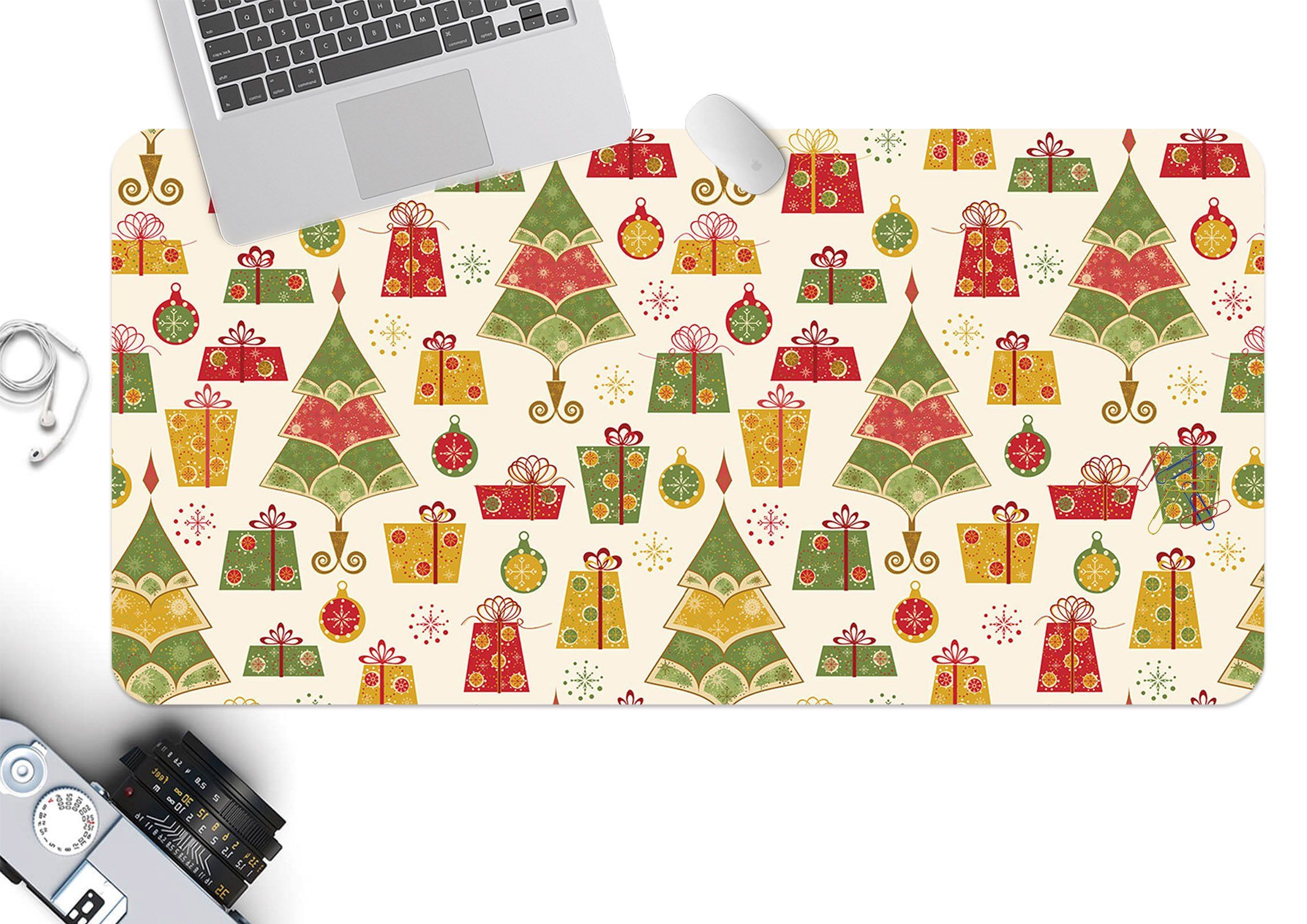 3D Colored Christmas Tree Pattern 033 Desk Mat Mat AJ Creativity Home