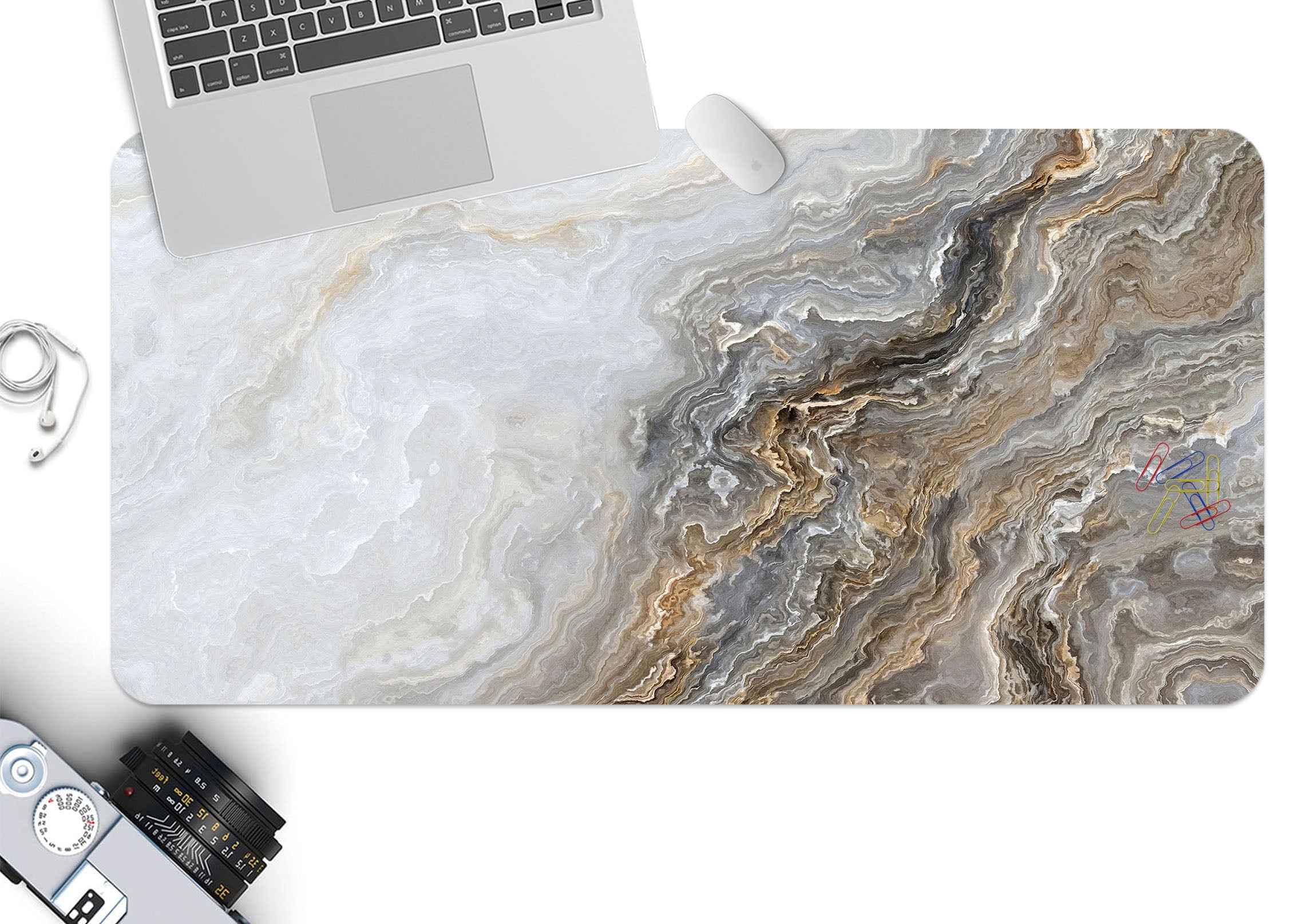 3D Brown Gray Marble 18032 Desk Mat