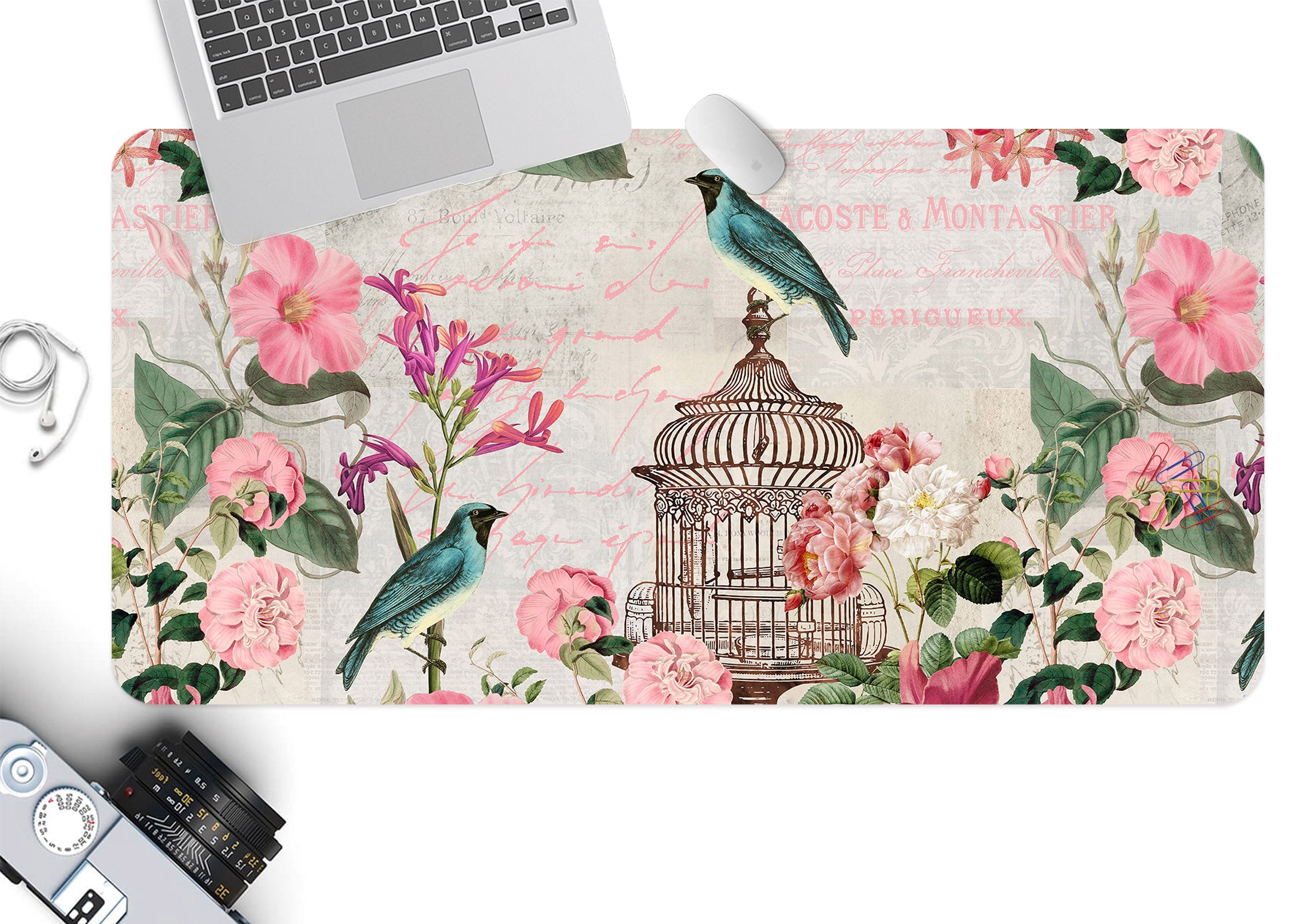 3D Blue Bird Cage 982 Andrea Haase Desk Mat