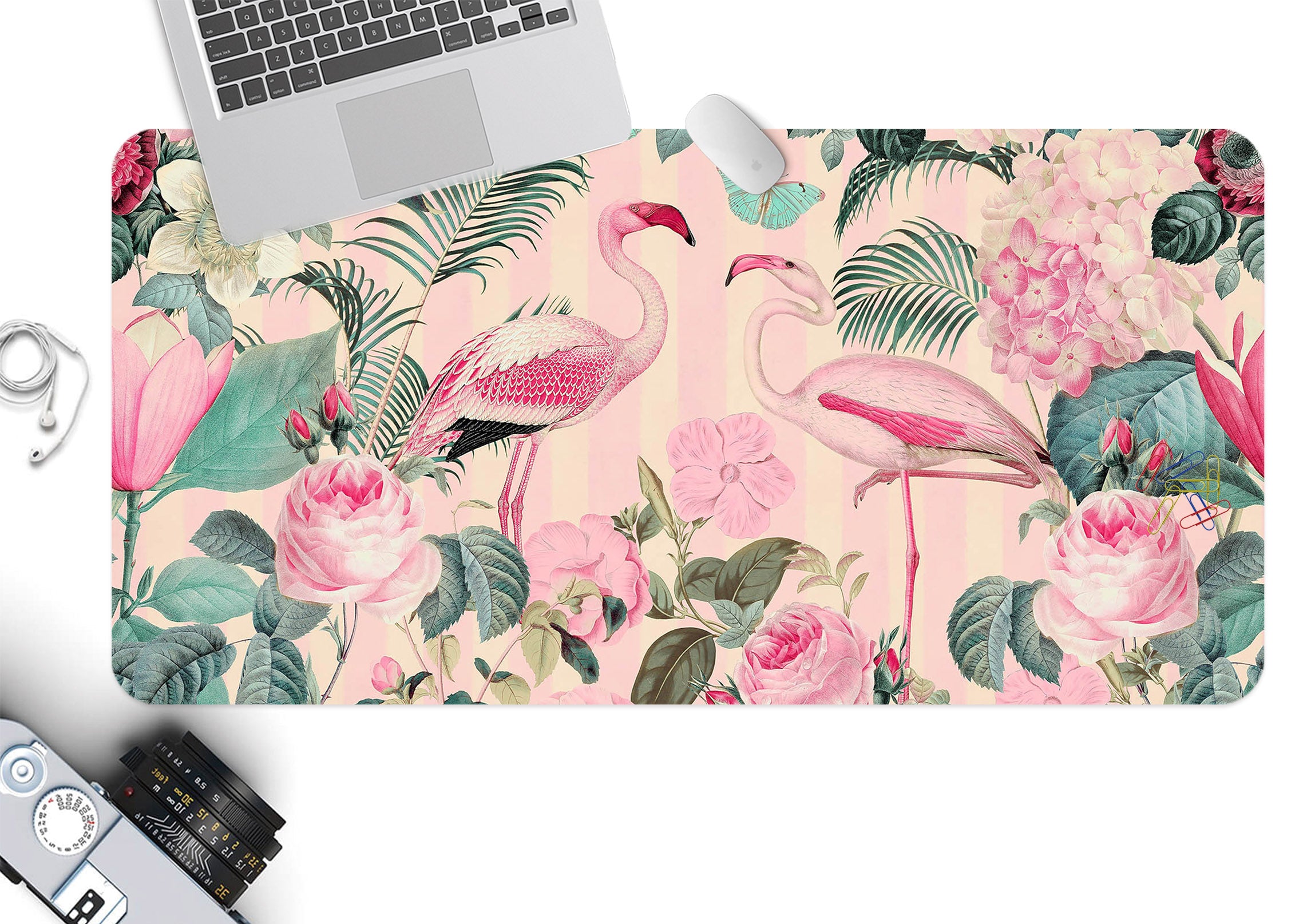 3D Flamingo Flower 996 Andrea Haase Desk Mat