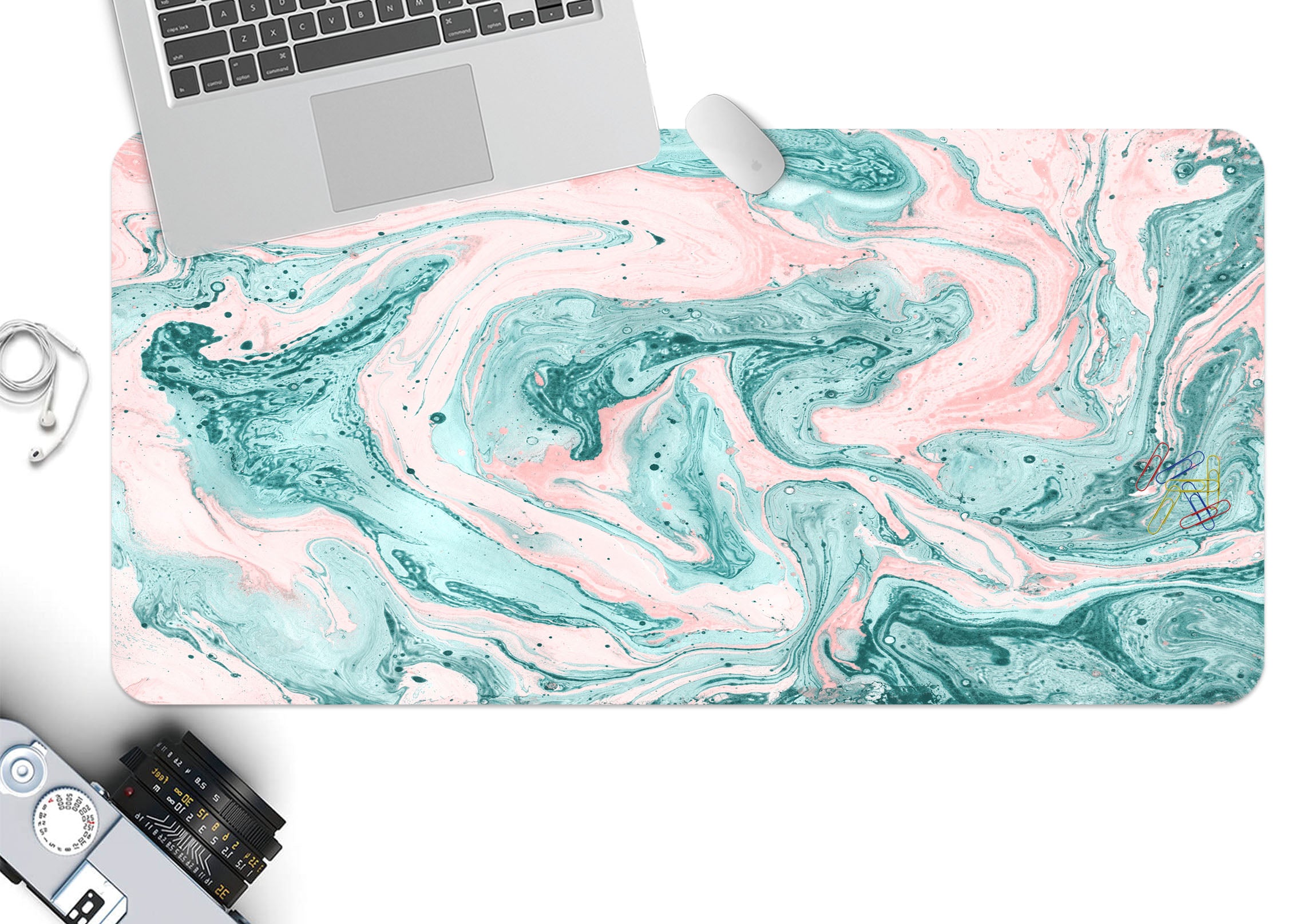 3D Green Lines 18009 Desk Mat