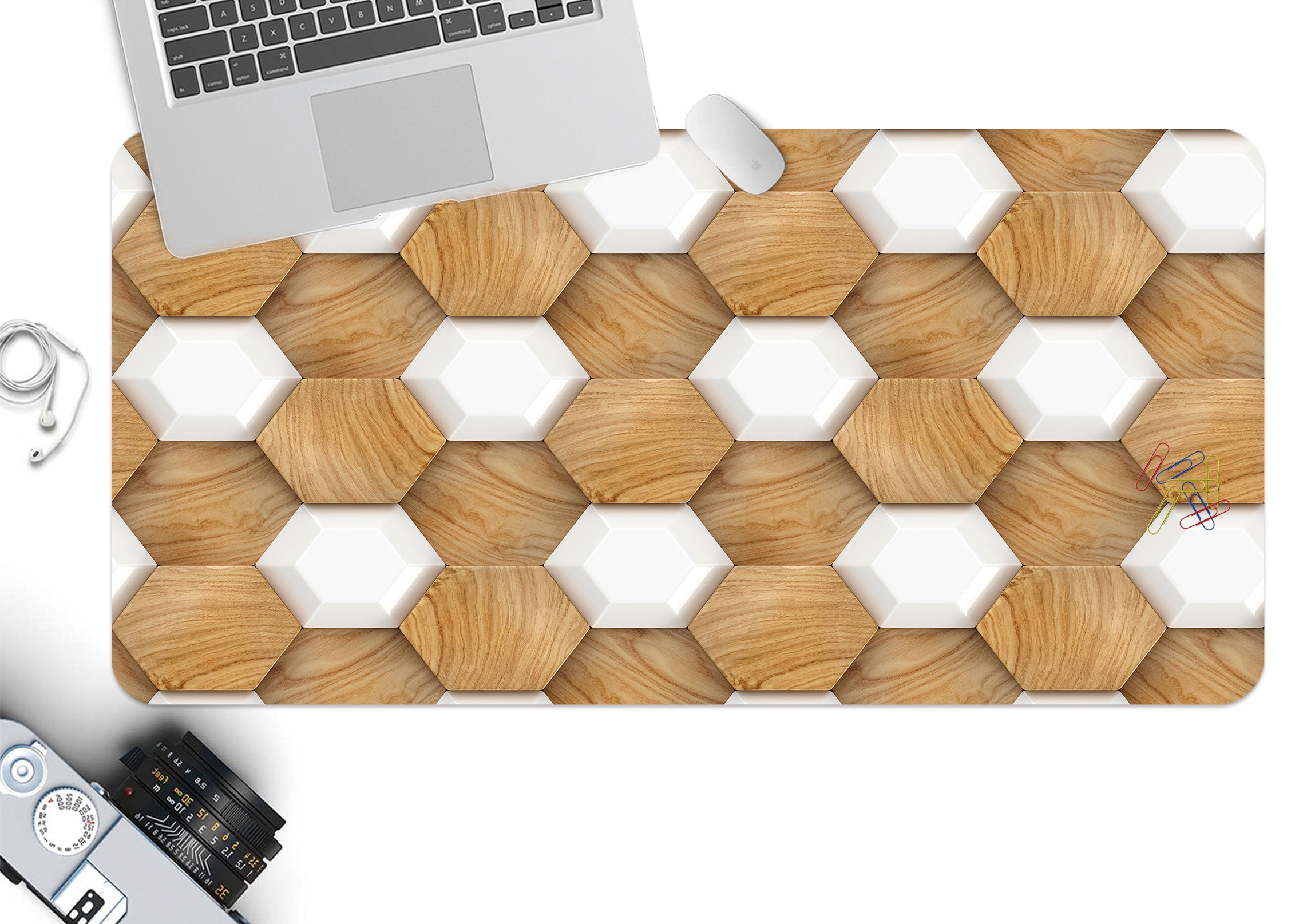 3D Brown Hexagon 18019 Desk Mat
