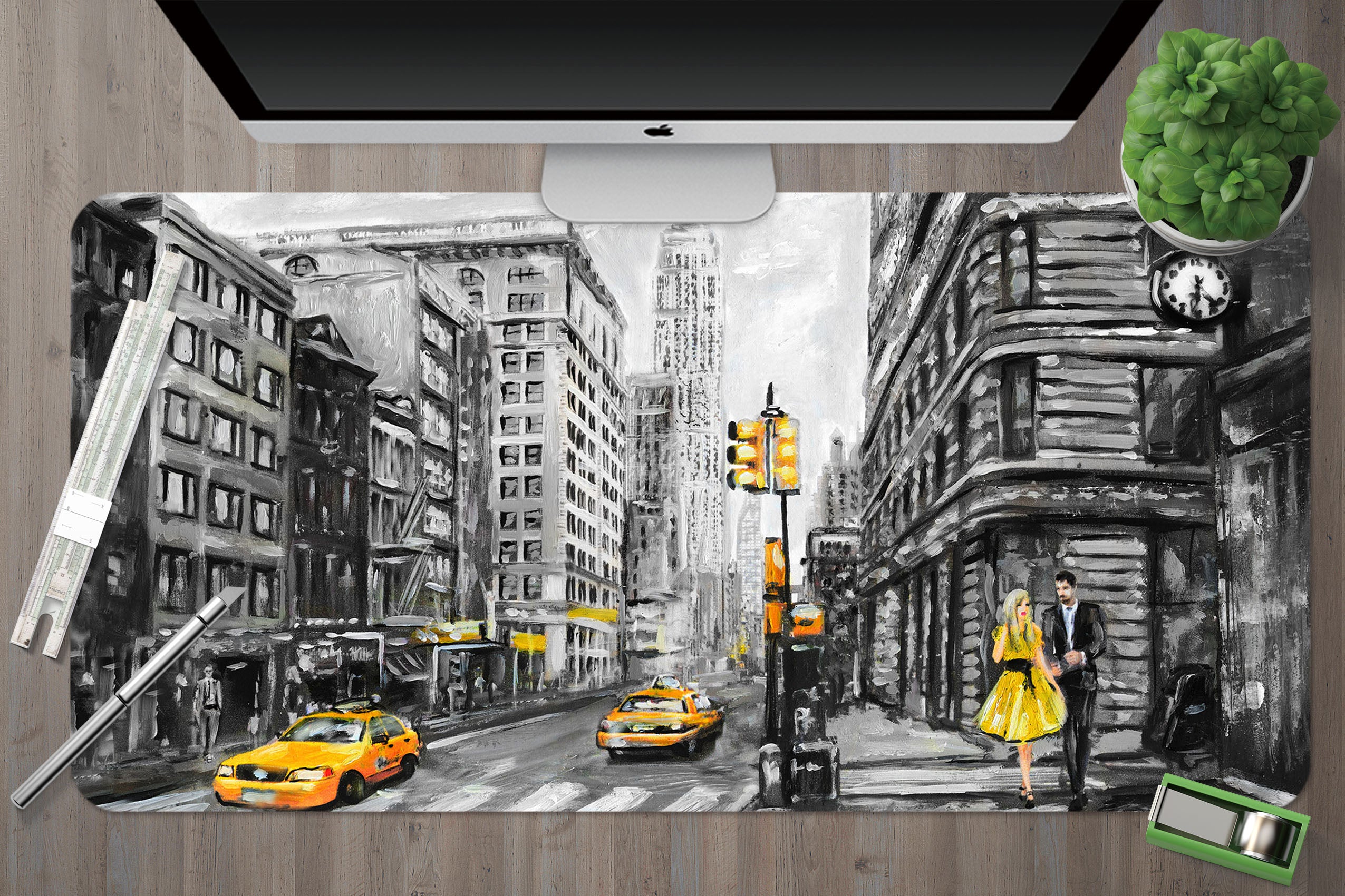 3D Yellow Street 17140 Desk Mat