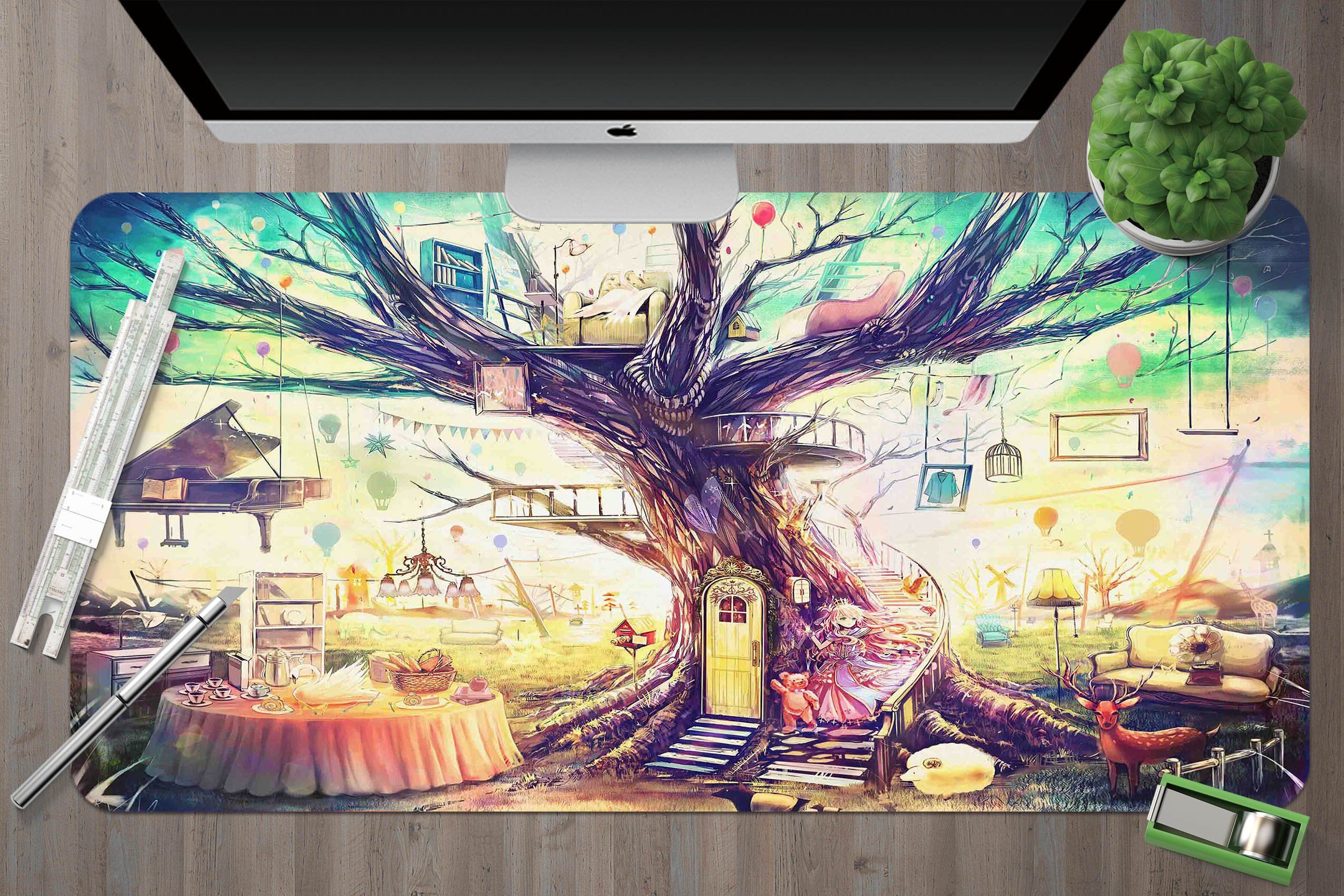 3D Painting Tree 063 Desk Mat Mat AJ Creativity Home