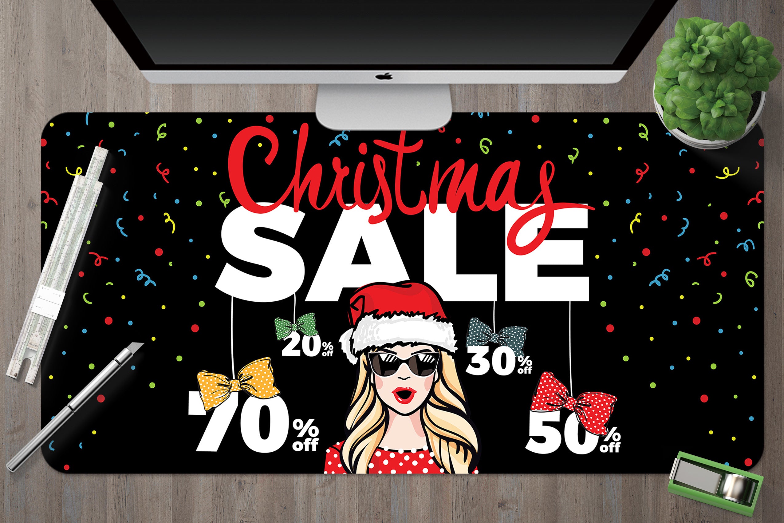 3D Christmas Girl 17139 Desk Mat