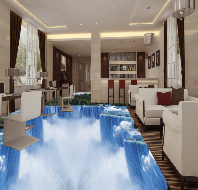 3D White Falls 033 Floor Mural Wallpaper AJ Wallpaper 2