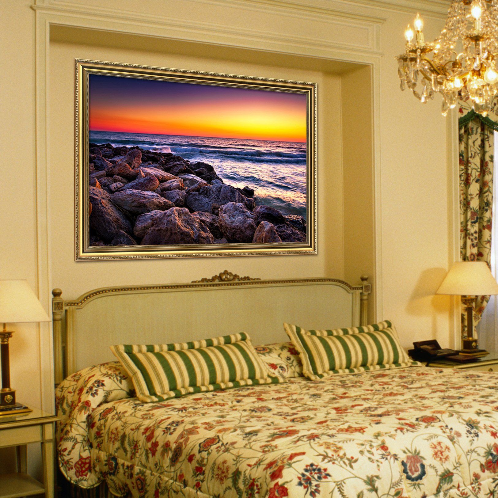 3D Dusk Waves 164 Fake Framed Print Painting Wallpaper AJ Creativity Home