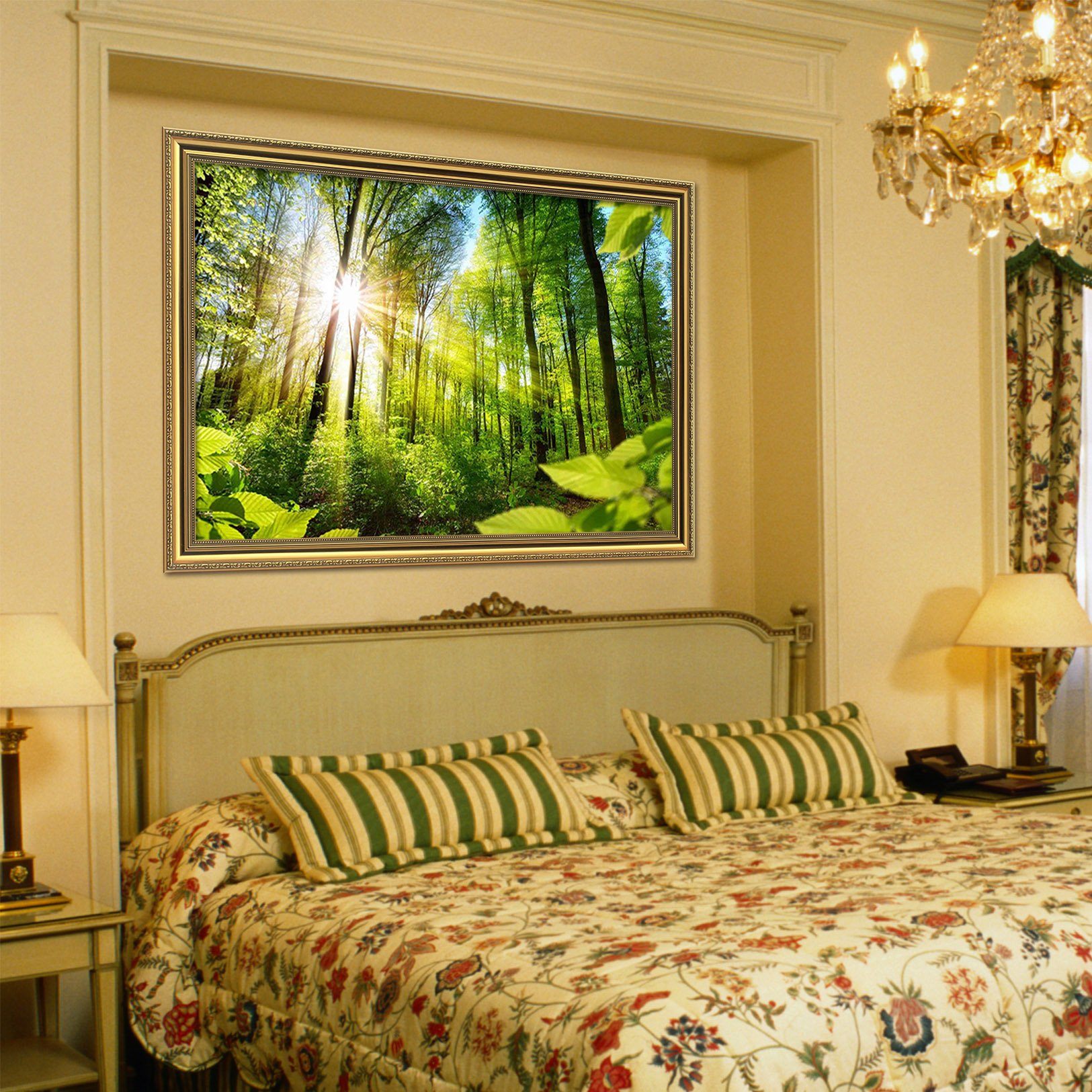 3D Sunny Forest 104 Fake Framed Print Painting Wallpaper AJ Creativity Home