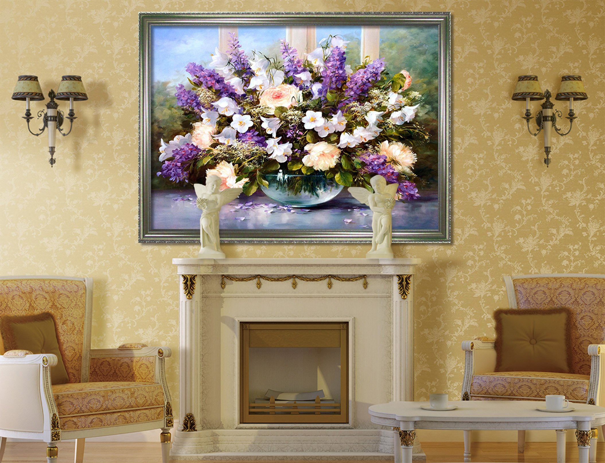 3D flower Pot 120 Fake Framed Print Painting Wallpaper AJ Creativity Home