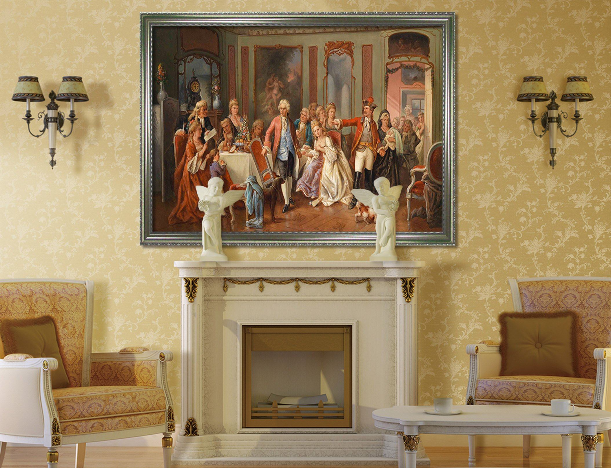 3D Students Attend Class 146 Fake Framed Print Painting Wallpaper AJ Creativity Home