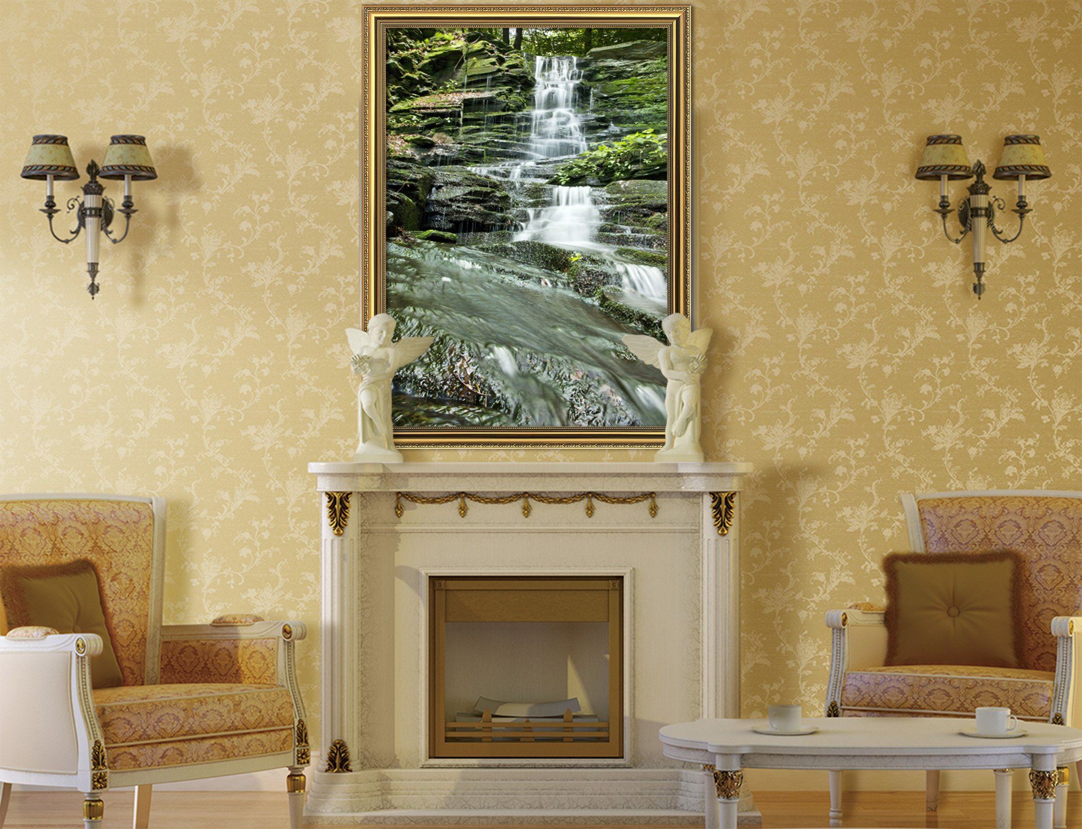 3D Moss Stone 098 Fake Framed Print Painting Wallpaper AJ Creativity Home