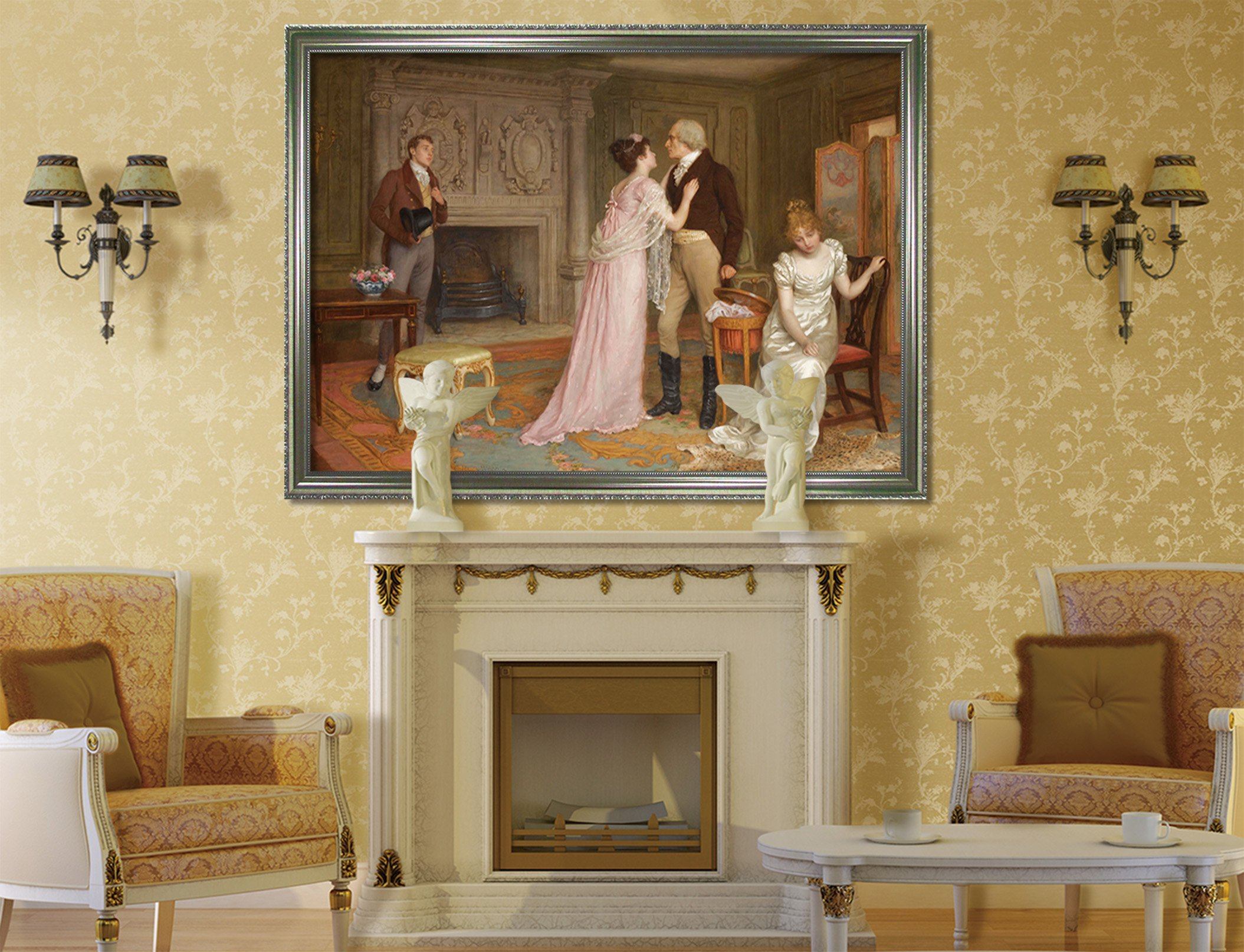 3D Reluctantly Parting 049 Fake Framed Print Painting Wallpaper AJ Creativity Home