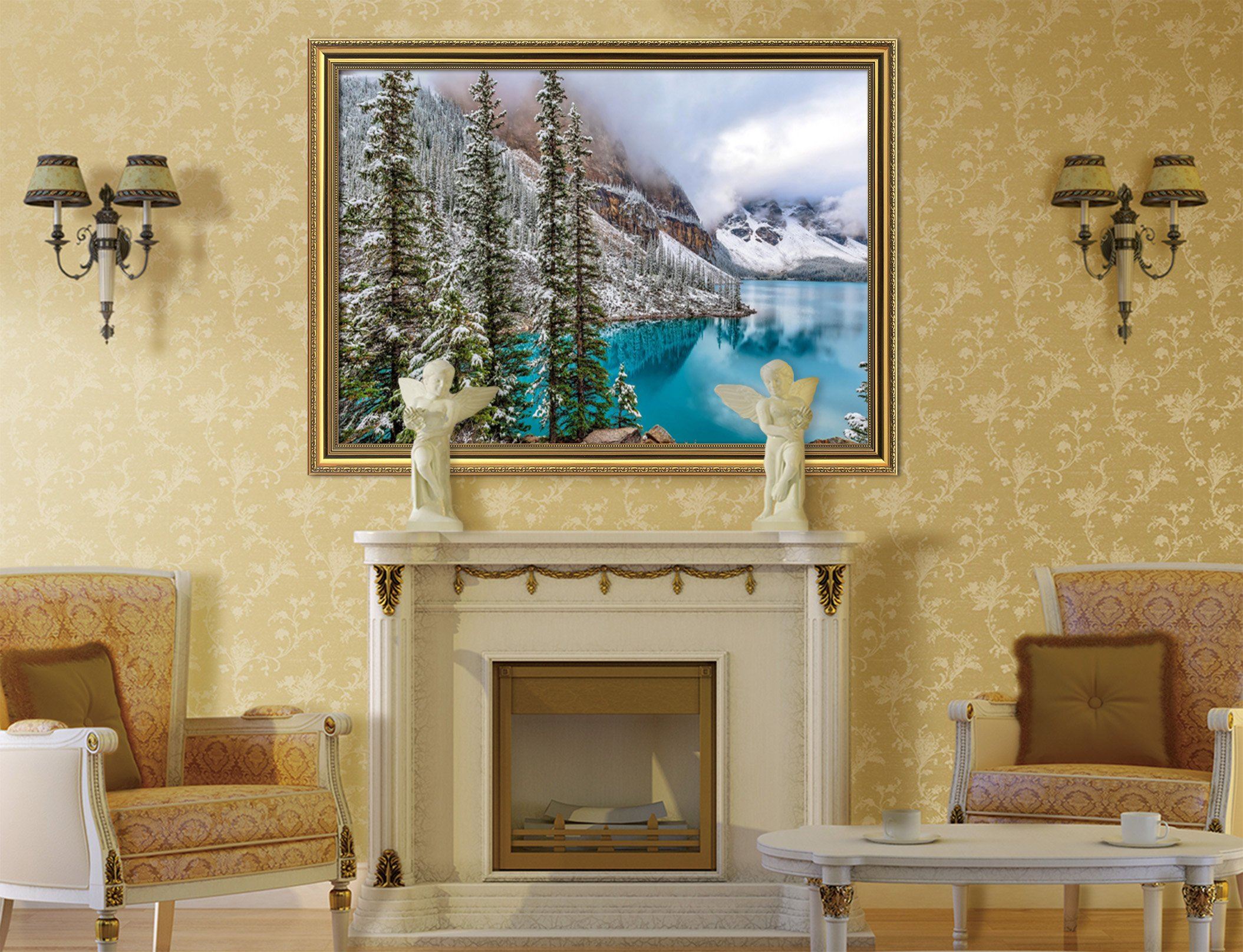 3D Snow Mountain 050 Fake Framed Print Painting Wallpaper AJ Creativity Home