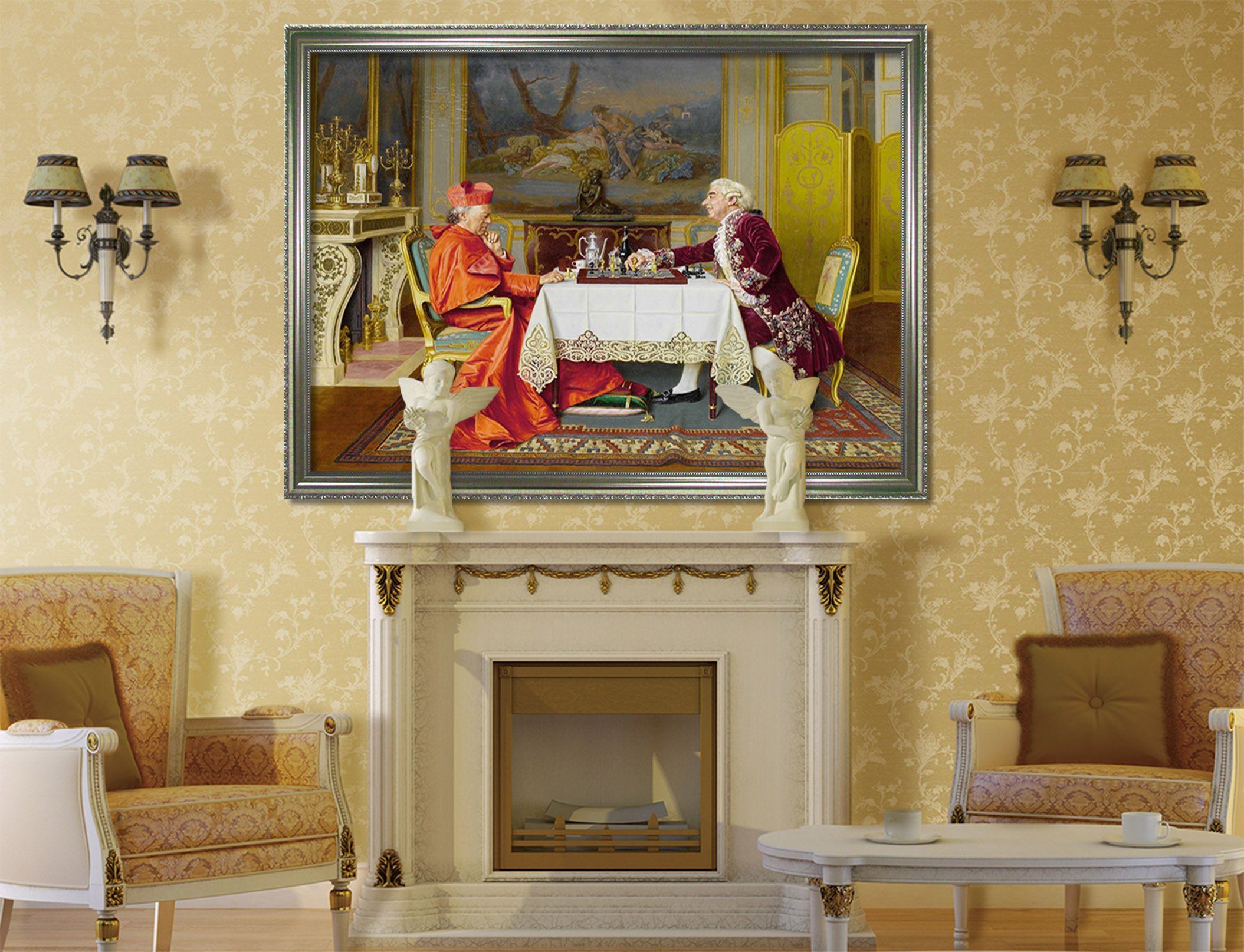 3D Thinking Of Chess 038 Fake Framed Print Painting Wallpaper AJ Creativity Home