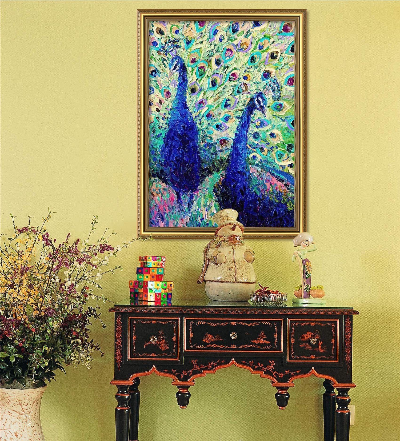 3D Beautiful Peacock 096 Fake Framed Print Painting Wallpaper AJ Creativity Home