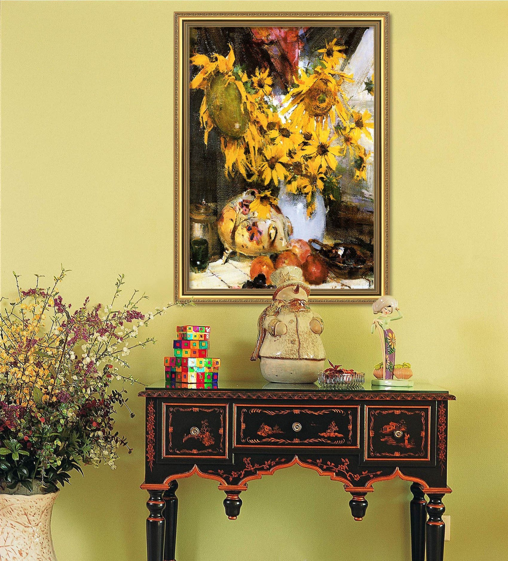 3D Painting Sunflower 139 Fake Framed Print Painting Wallpaper AJ Creativity Home