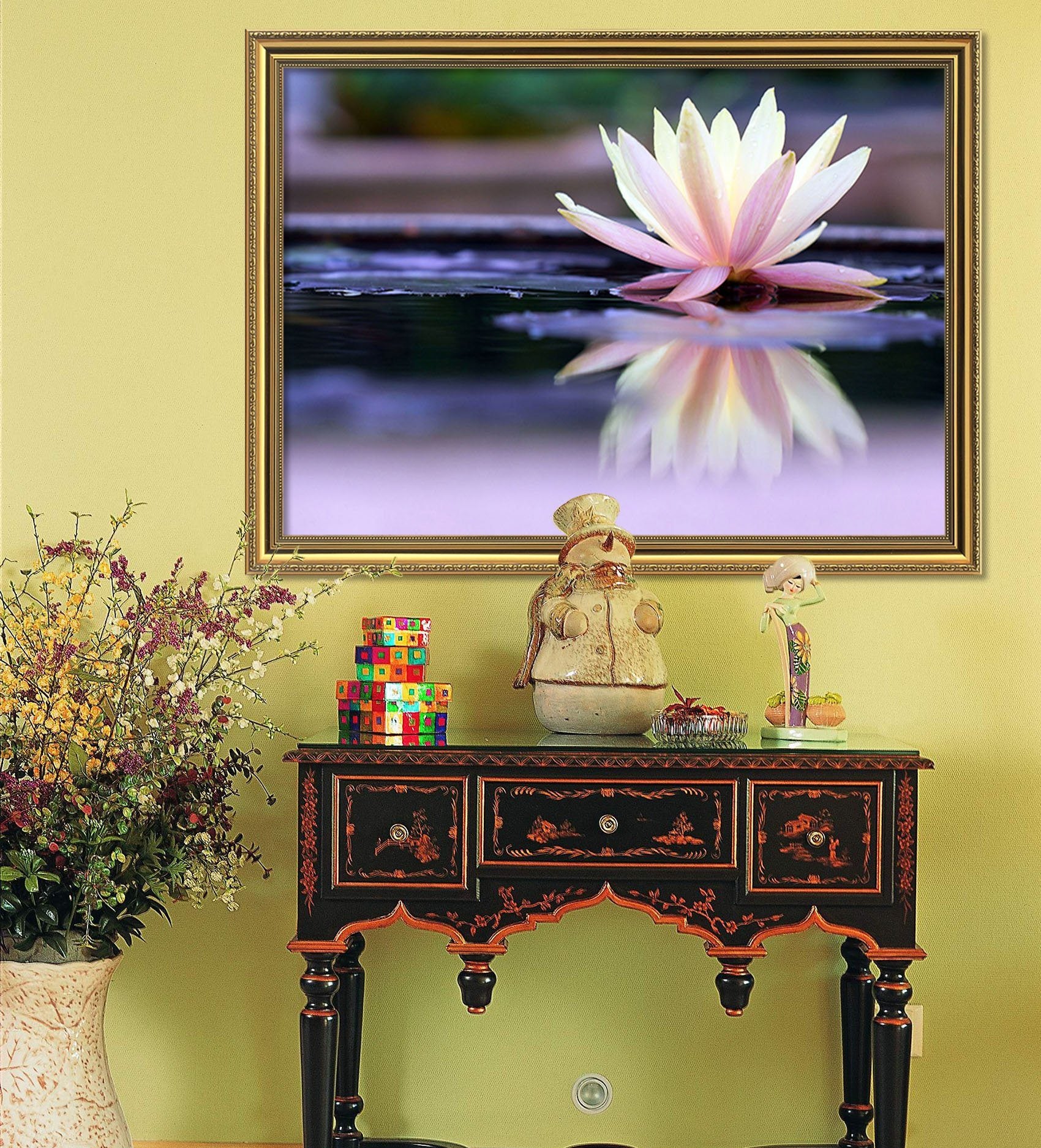 3D Lotus Beautiful 173 Fake Framed Print Painting Wallpaper AJ Creativity Home