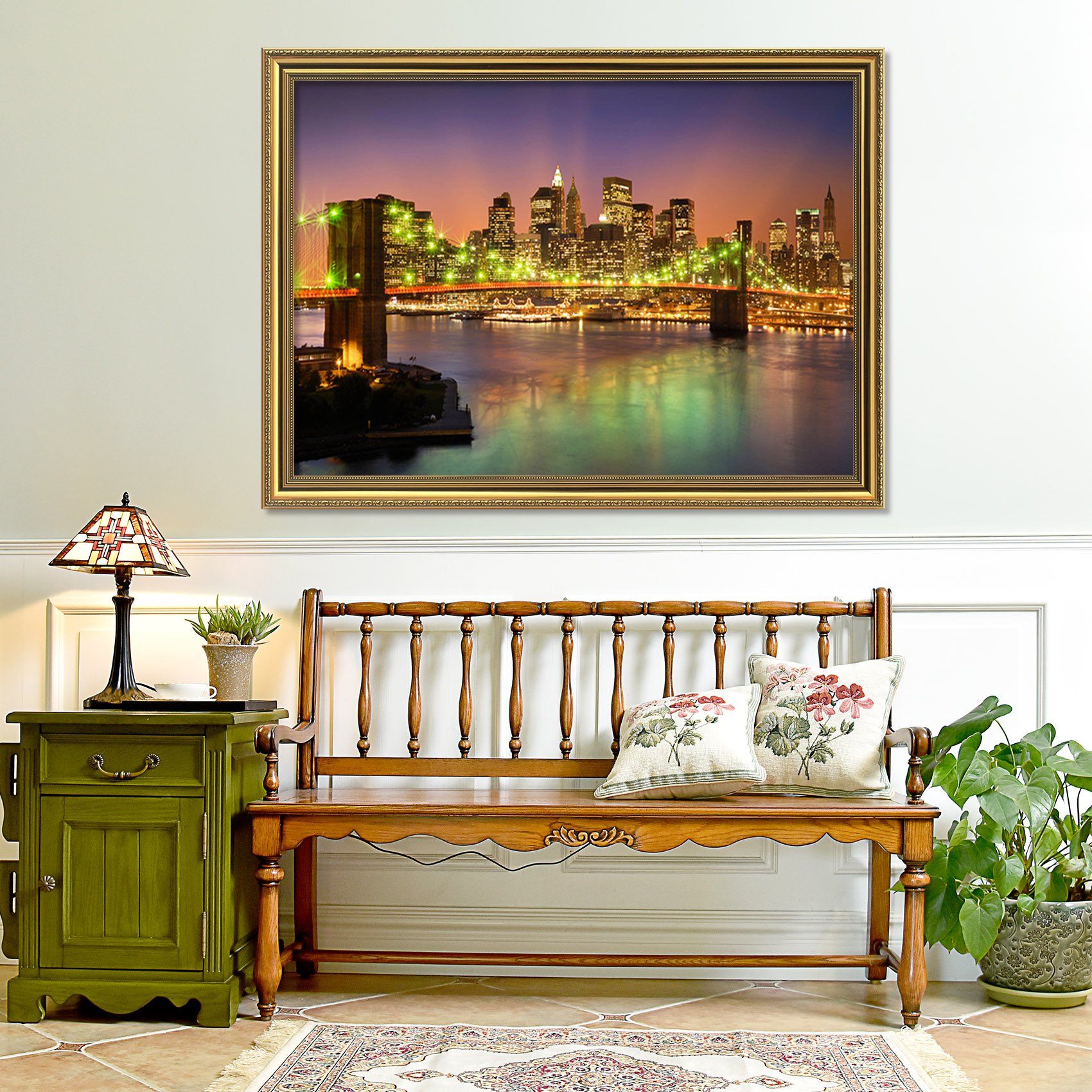 3D Lighting Bridge 154 Fake Framed Print Painting Wallpaper AJ Creativity Home