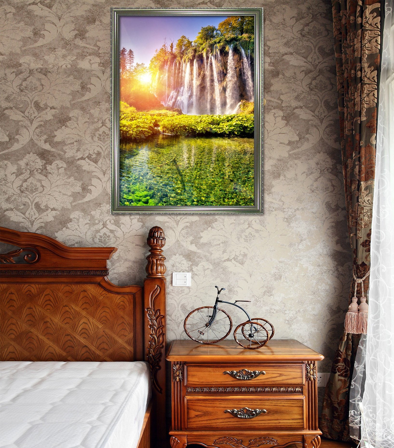 3D Sunshine River Water 003 Fake Framed Print Painting Wallpaper AJ Creativity Home