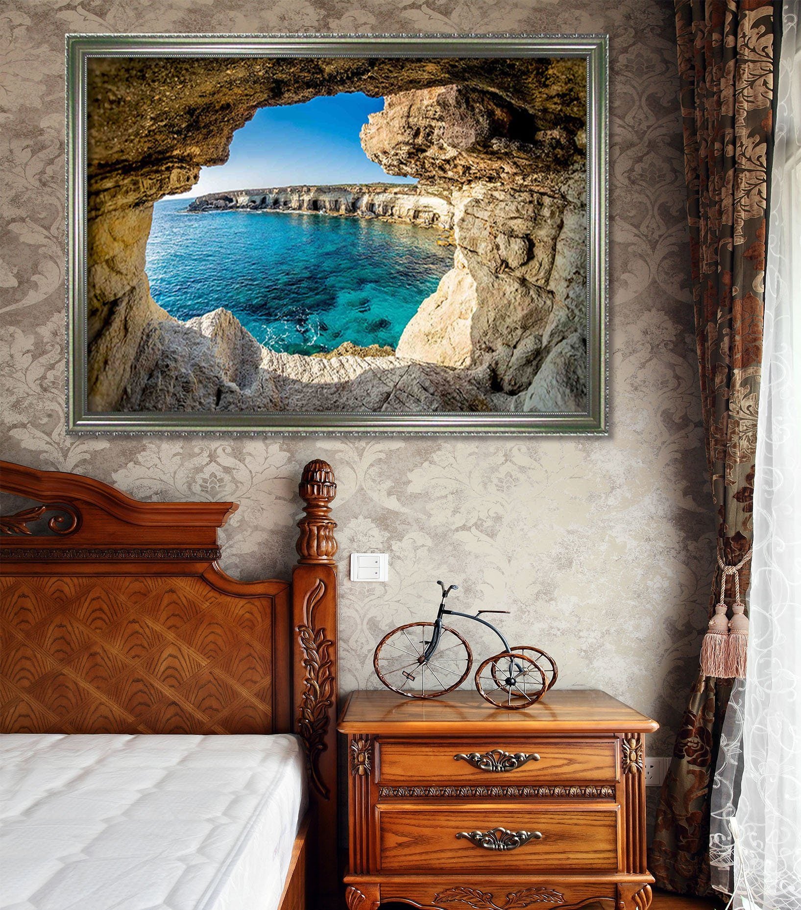 3D Cave Entrance 102 Fake Framed Print Painting Wallpaper AJ Creativity Home