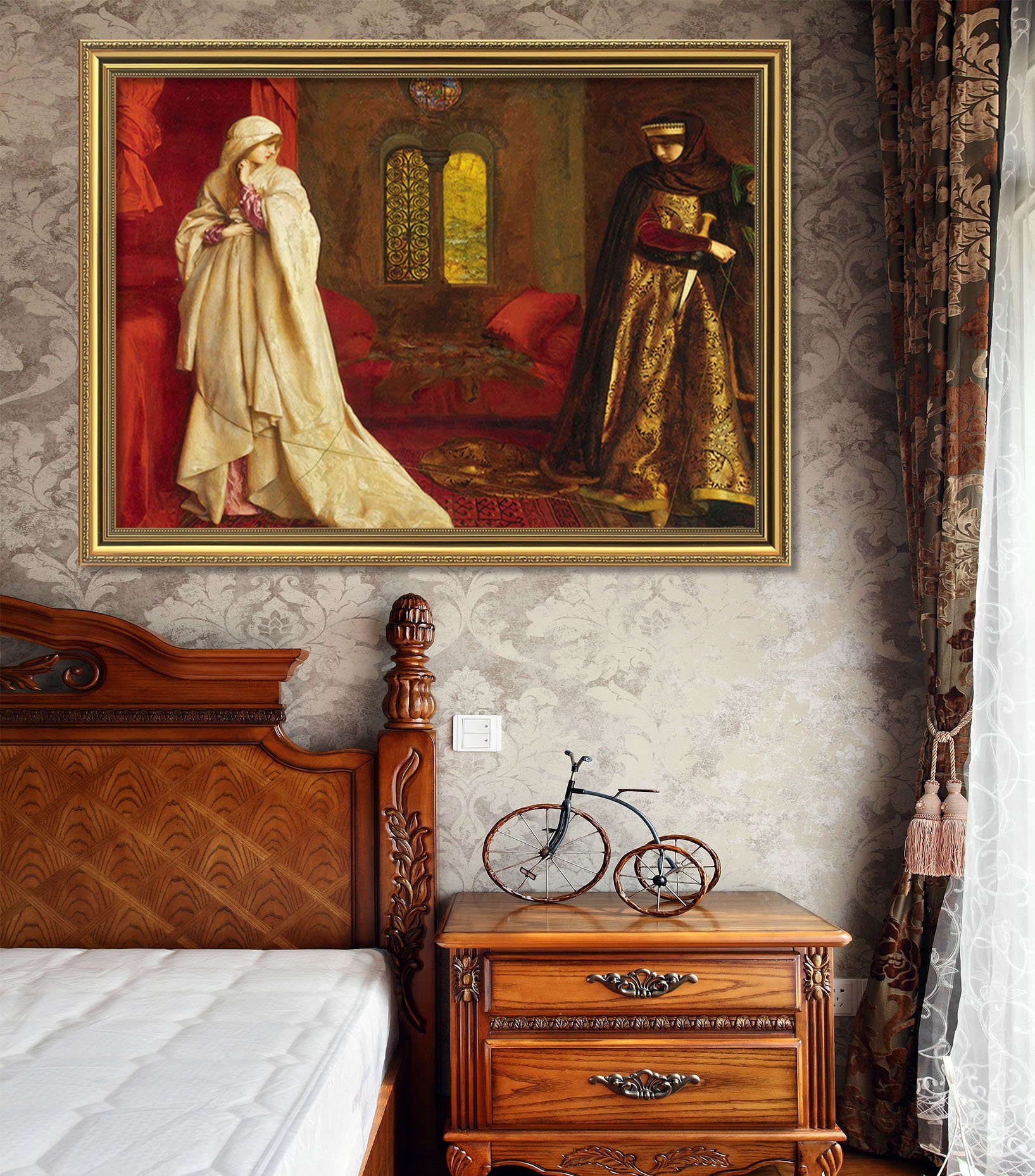 3D Two Women 032 Fake Framed Print Painting Wallpaper AJ Creativity Home