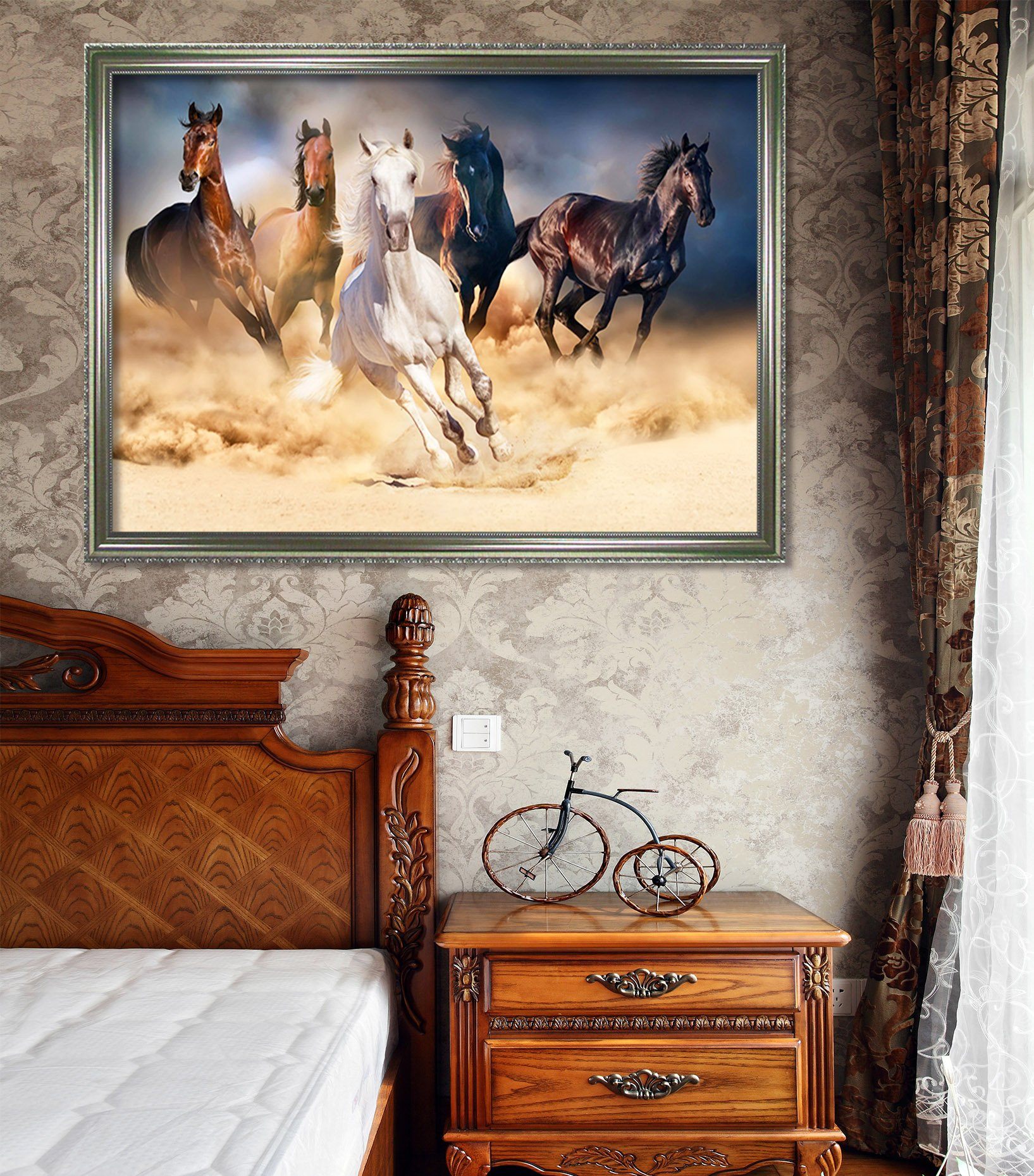 3D Run The Horse 189 Fake Framed Print Painting Wallpaper AJ Creativity Home